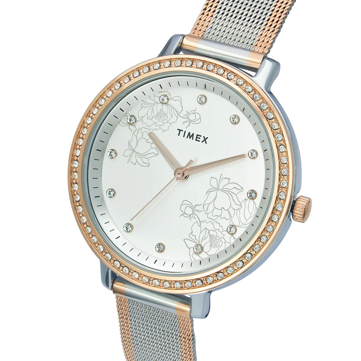 Timex Fashion Women's Silver Dial Round Case 3 Hands Function Watch -TWEL14703 - Image 2