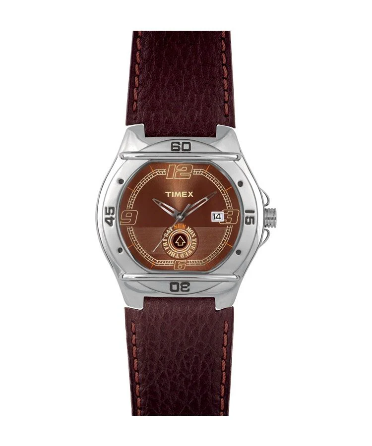 Timex Fashion Men's Quartz Analog Brown Dial Round Case Day Date  Function Watch -EL02