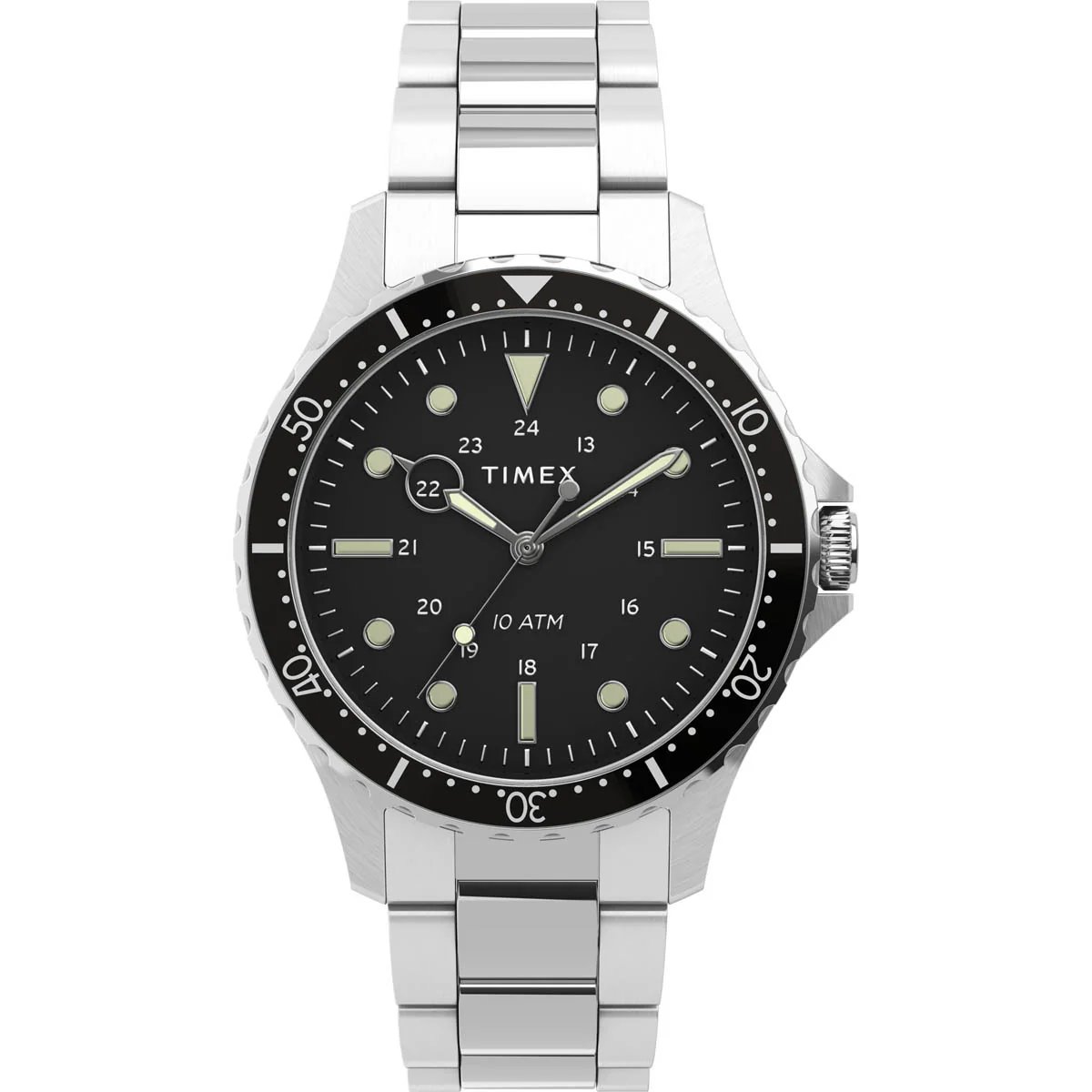 Timex Military Men's Quartz Analog Stainless Steel Dial Round Case Stainless-Steel Function Watch -TW2U10800