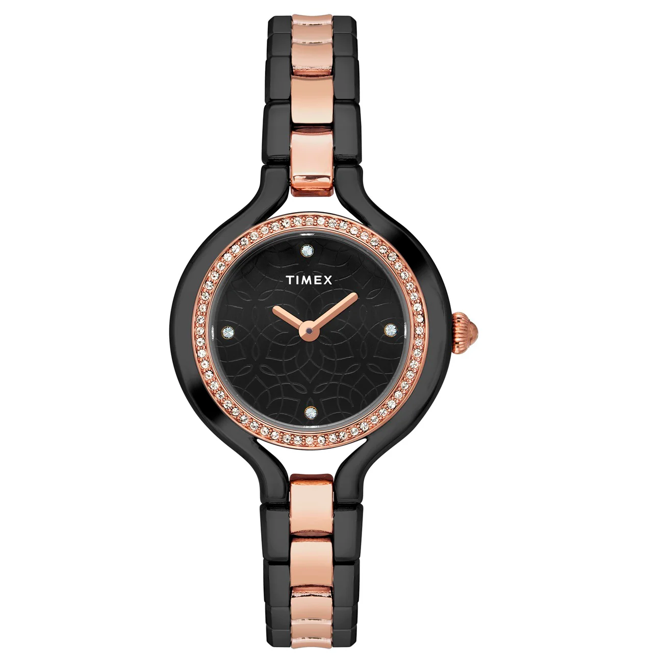 Timex Fria Women's Black Dial Round Case 2 Hands Function Watch -TWEL14010
