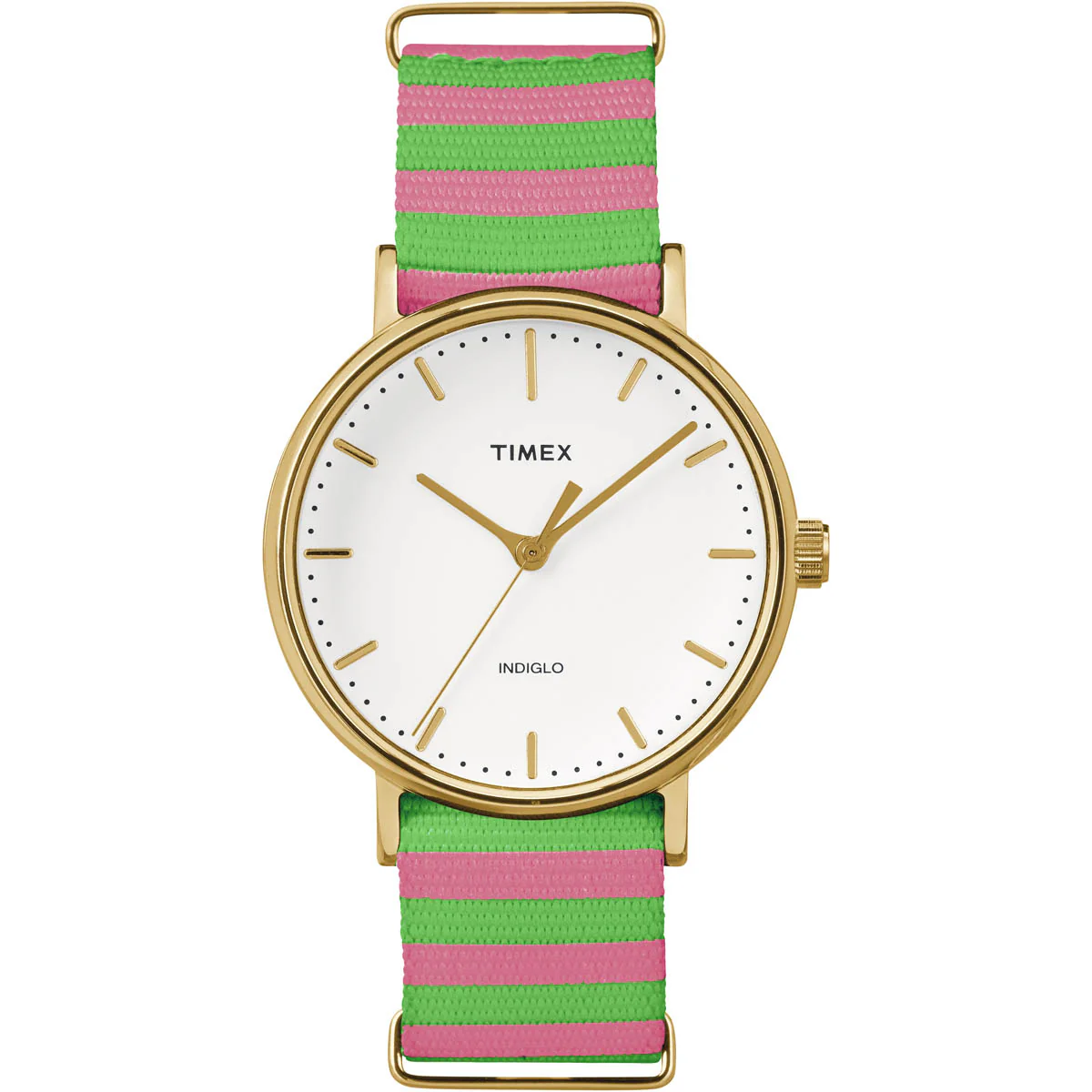 Timex Essential Collection Women's Quartz Analog Gold-Tone Dial Round Case Fabric-Strap Function Watch -TW2P91800