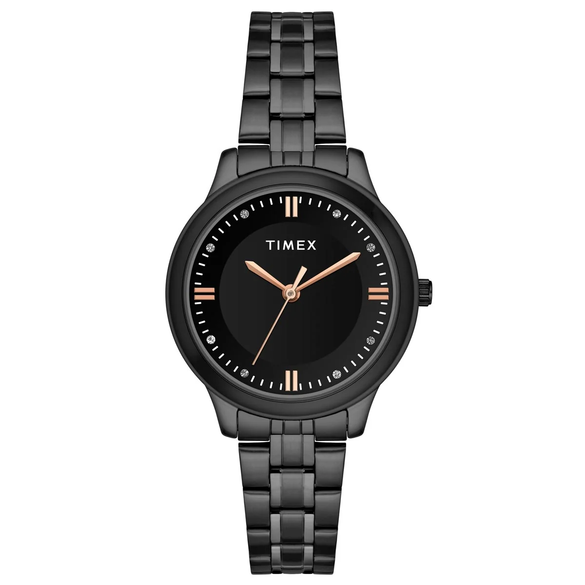 Timex 3 Hands Women Analog Black Dial Coloured Quartz Watch, Round Dial with 30 mm Case width - TWEL149SMU04