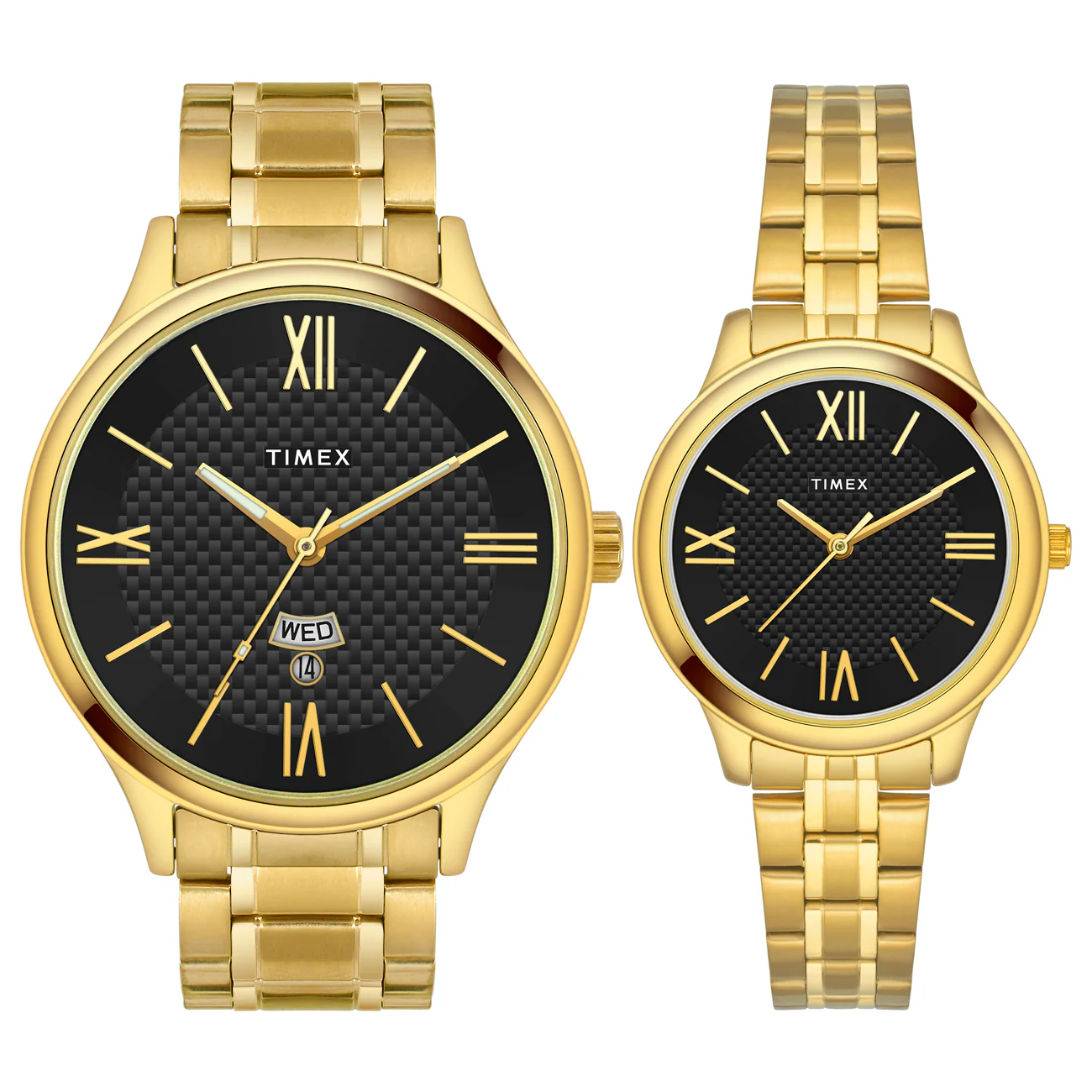 Timex Empera Pairs Black Dial Round Case Day-Date 3 Hands Function Watch -TW00PR283