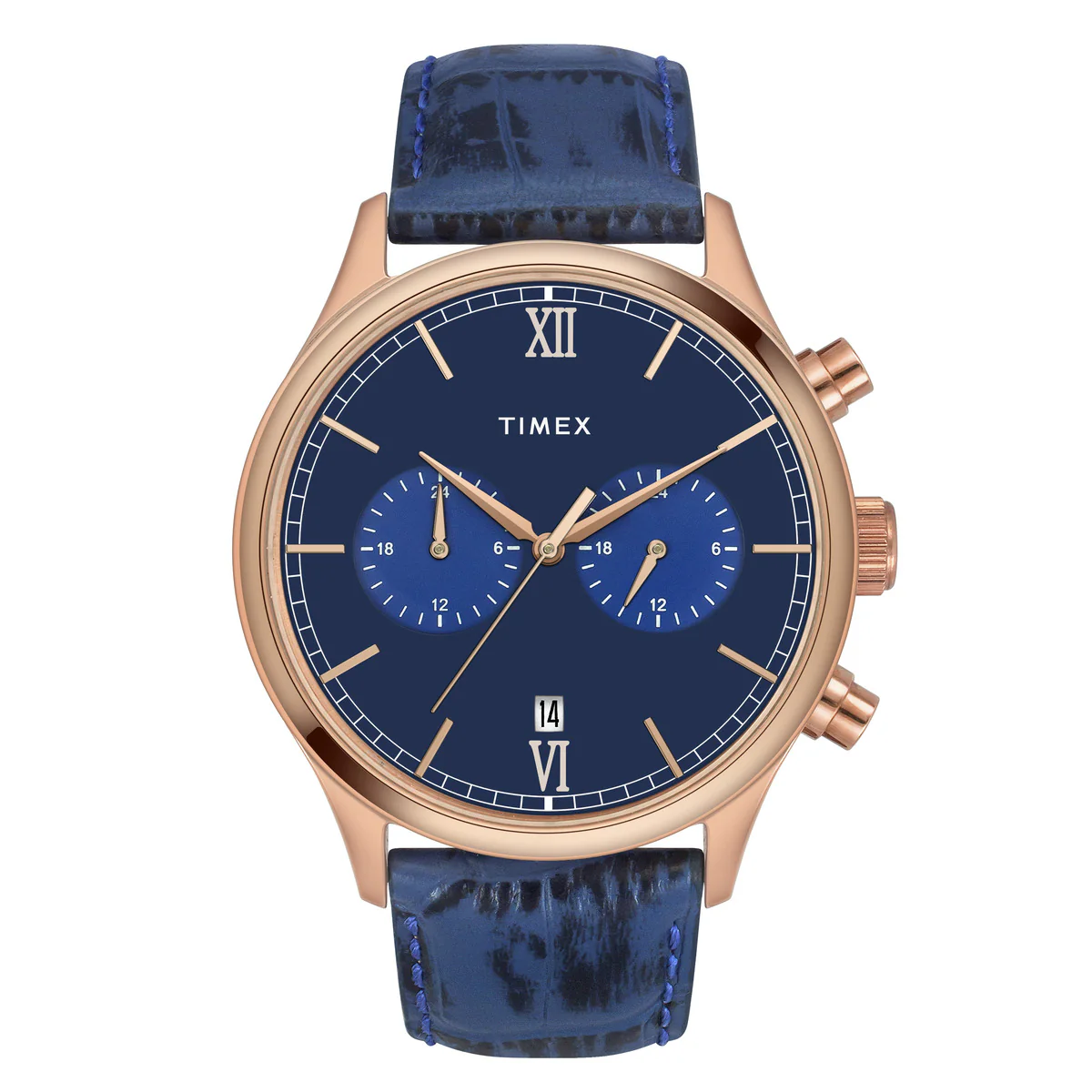 Timex Fashion Men's Blue Dial Round Case Dual time Function Watch -TWEG19807