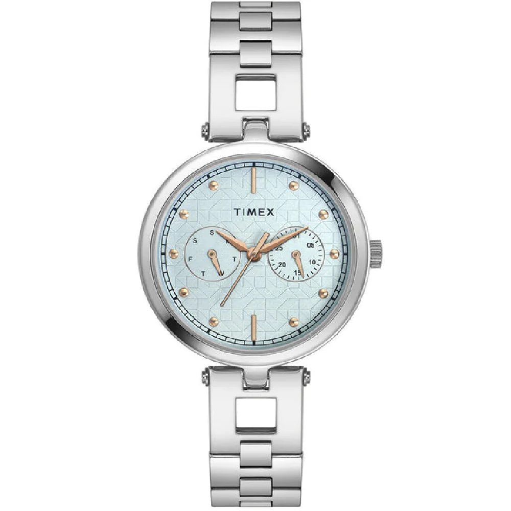 Timex Fashion Women's Blue Dial Round Case Day Date Function Watch -TWEL16600 - Image 2
