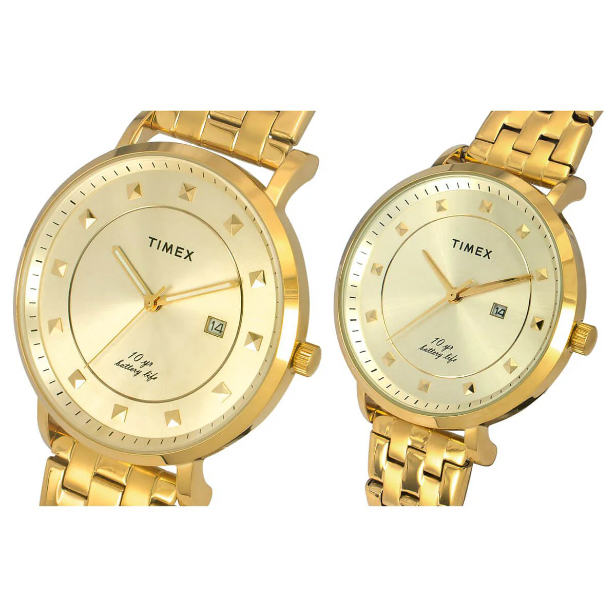 Timex Empera Pairs Champagne Dial Round Case 10 Year Battery Life Date Function Watch -TW00PR280 - Image 2