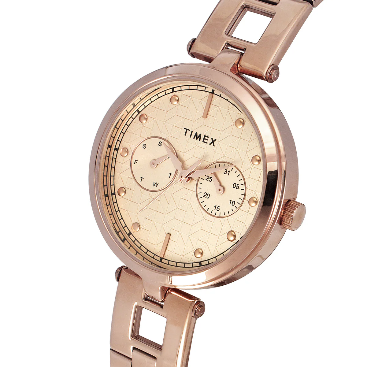 Timex Fashion Women's Rose Gold Dial Round Case Day Date Function Watch -TWEL16601 - Image 2