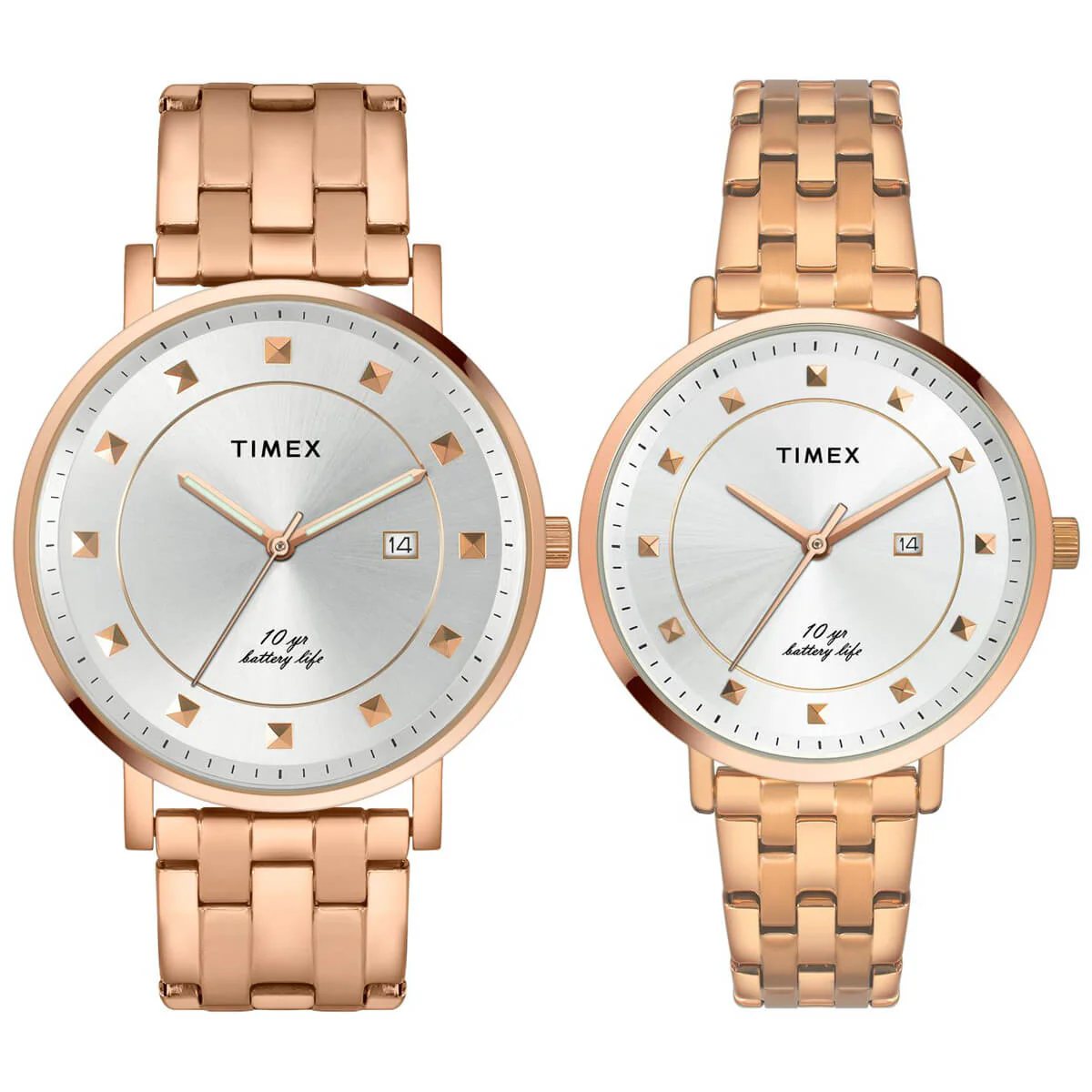 Timex Empera Pairs Silver Dial Round Case 10 Year Battery Life Date Function Watch -TW00PR281