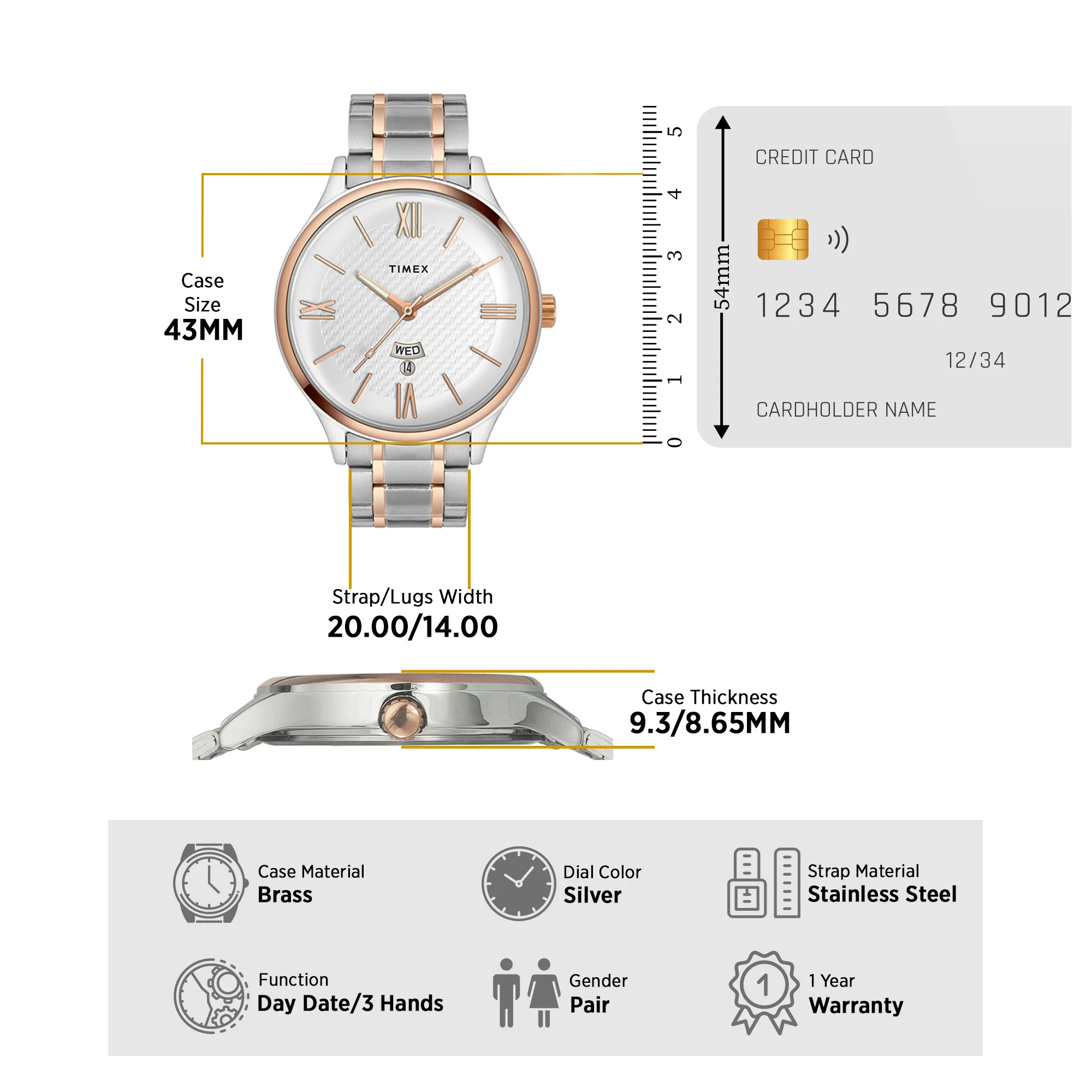 Timex Empera Pairs Silver Dial Round Case Day-Date  3 Hands Function Watch -TW00PR285 - Image 9