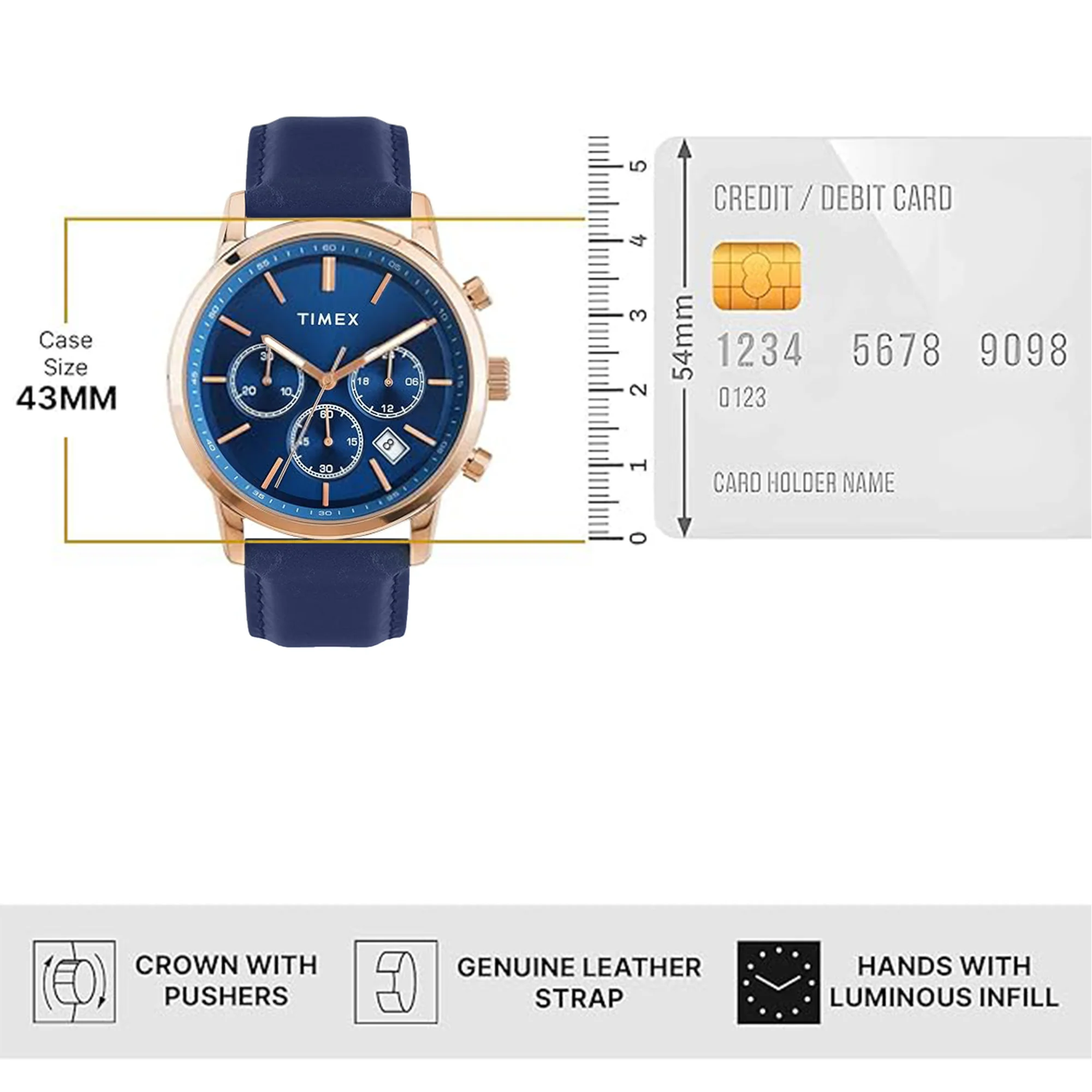 Timex Blue Round Dial Analog Chronograph Men's Watch - TWEG294SMU03 - Image 6