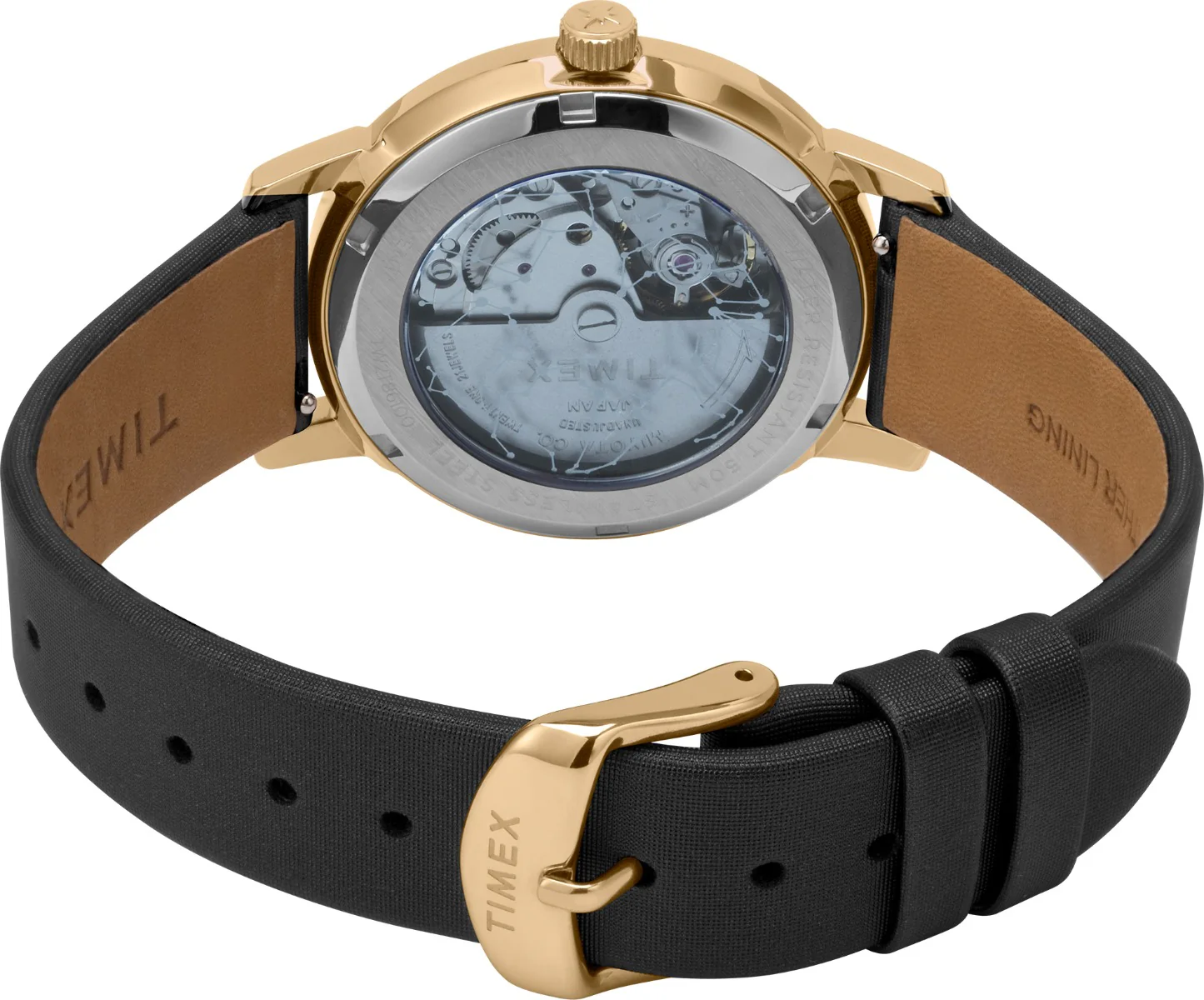 Timex City Collection Women's Mechanical Automatic Wind Gold-Tone Dial Automatic Function Watch -TW2T86300 - Image 4