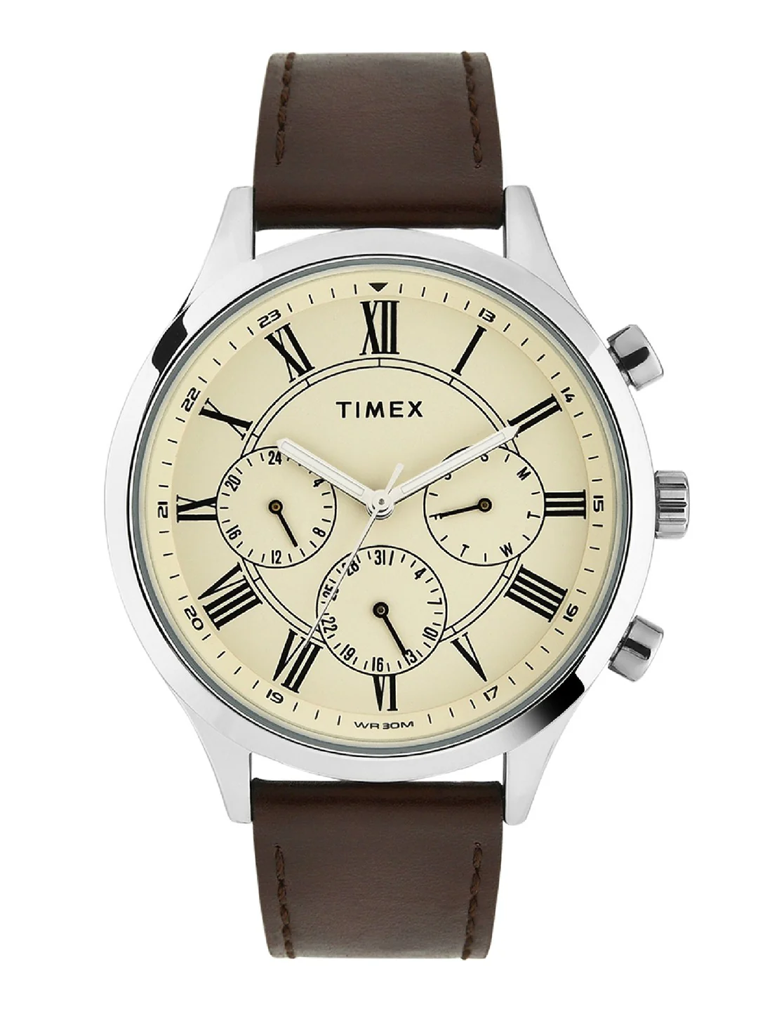 Timex Fashion Collection Premium Quality Multifunction Men Analog Beige Dial Coloured Quartz Watch, Round Dial with 43mm Case width - TWHG03SMU11