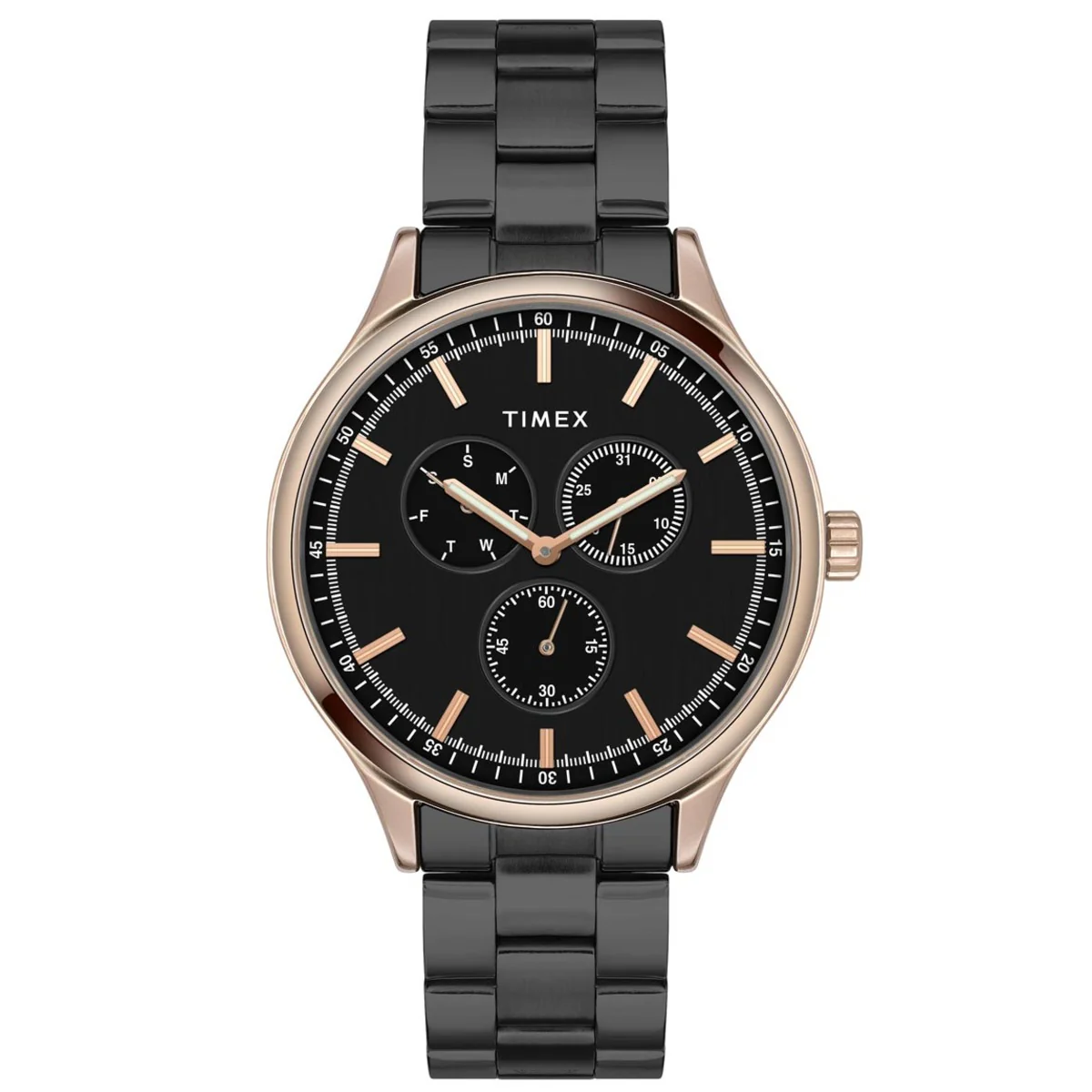 Timex Fashion Collection Premium Quality Multifunction Men Analog Black Dial Coloured Quartz Watch, Round Dial with 43mm Case width - TWEG184SMU03