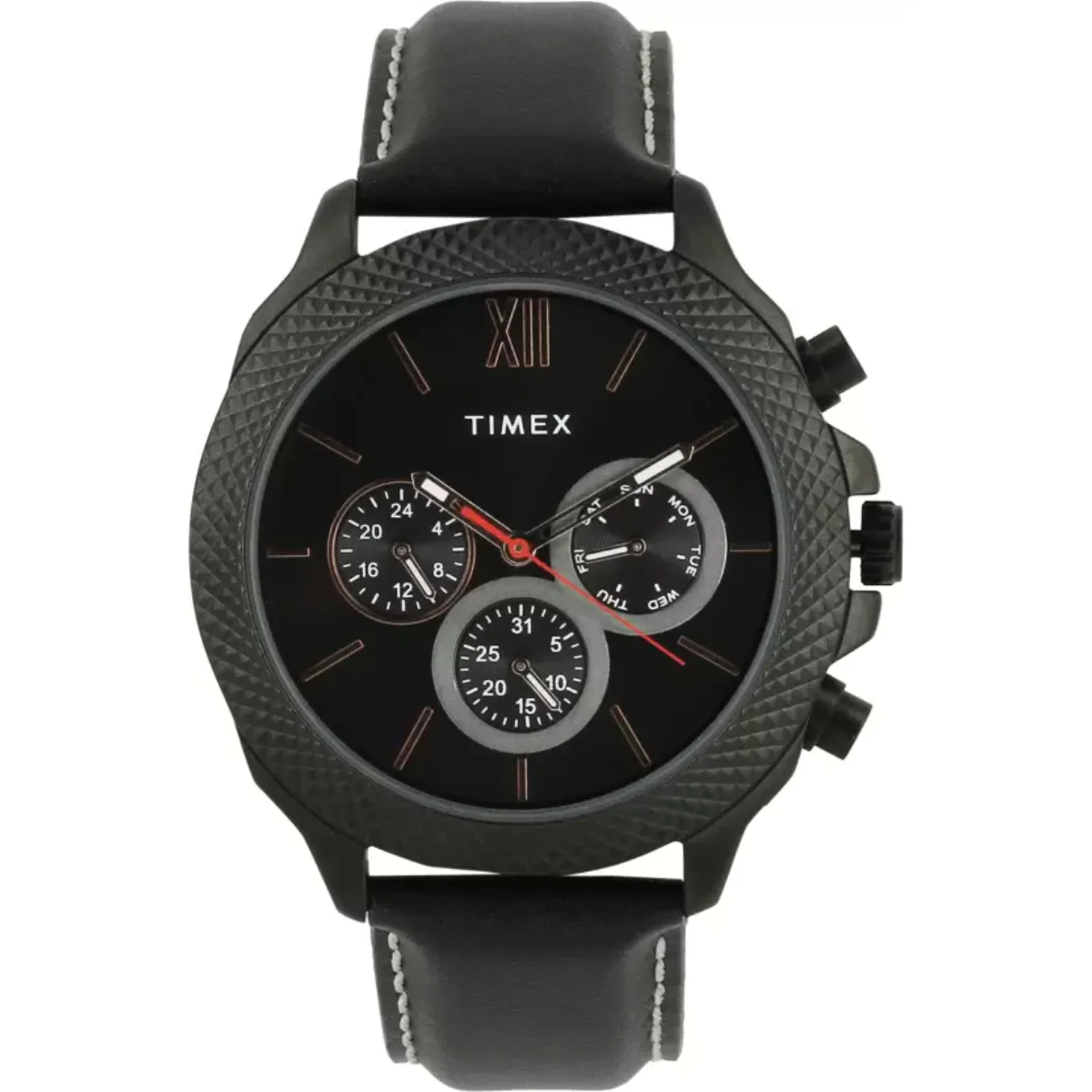 Timex Fashion Collection Premium Quality Multifunction Men Analog Black Dial Coloured Quartz Watch, Round Dial with 46mm Case width - TWHG34SMU01