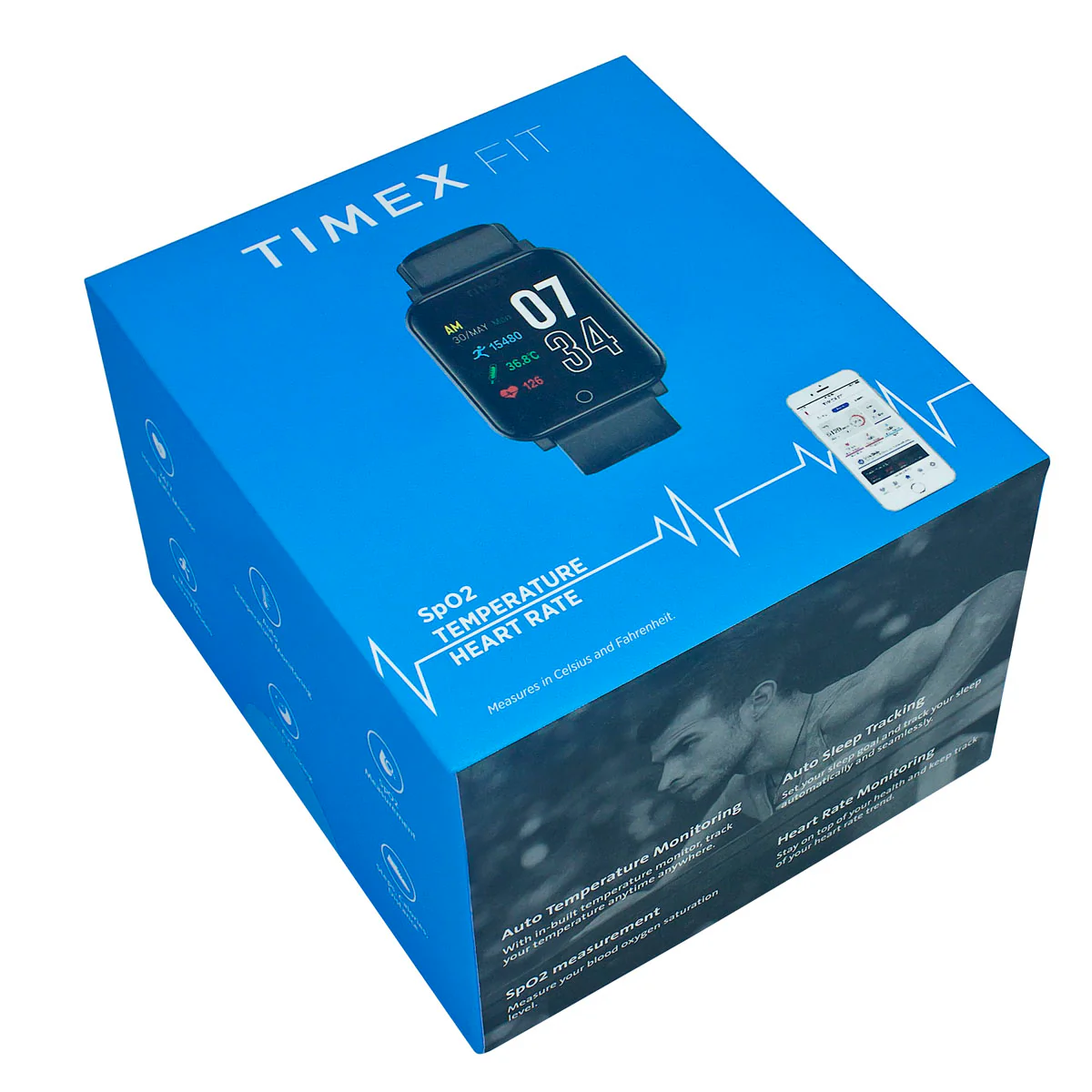 Timex Helix Unisex Tech Digital Dial Rectangle Case Temperature  HRM  SpO2  Function Watch -TWTXW103T - Image 7