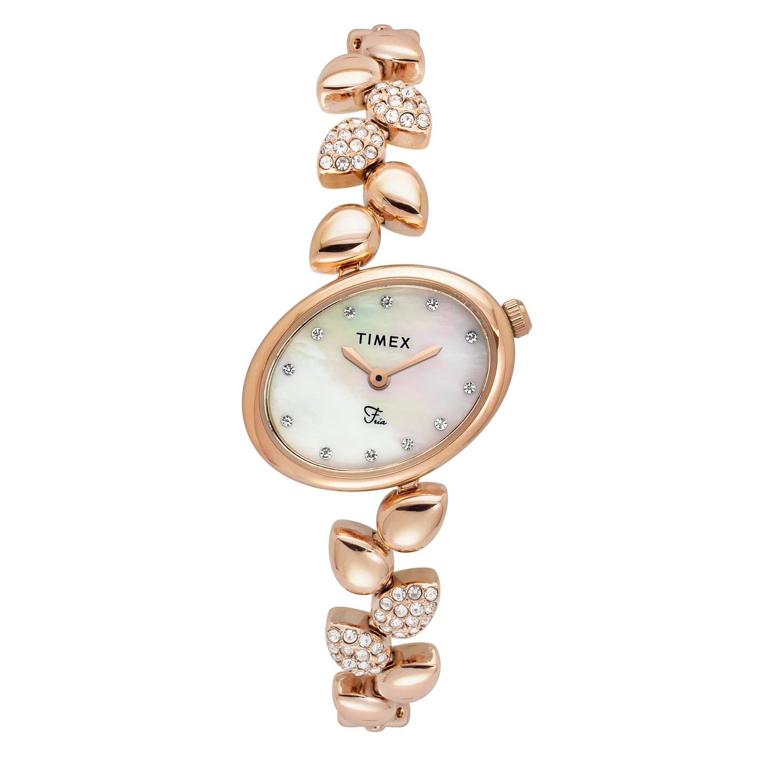 TIMEX Fria Mother of Pearl White Oval Dial Analog Women's Watch - TWEL21302