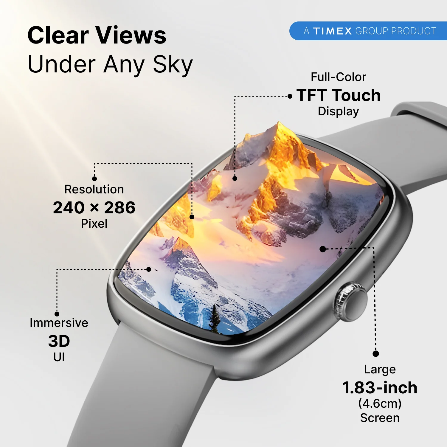 Timex iConnect Calling Ace 1.83 inches (4.6 cm) 3D UI Display with Functional Crown and BT Calling Smartwatch For Unisex - TWIXW1502T - Image 10