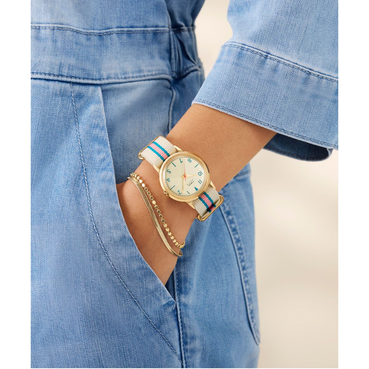 Timex Marlin Round 34mm Beige Dial Analog Women Watch - TW2Y49800UJ - Image 4
