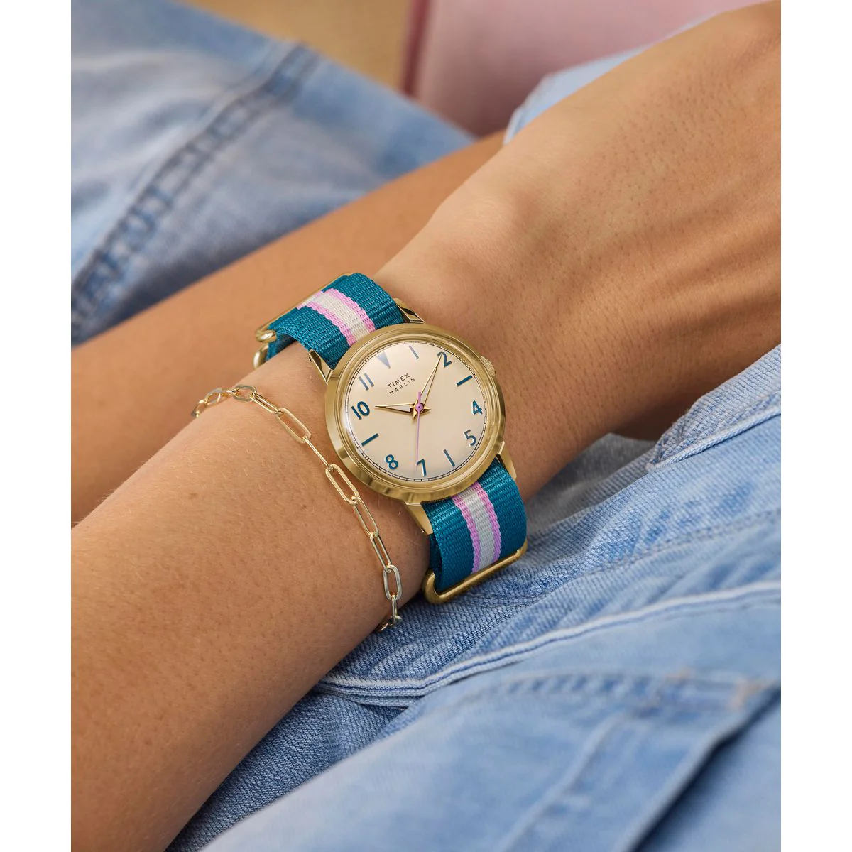 Timex Marlin Round 34mm Beige Dial Analog Women Watch - TW2Y49900UJ - Image 3