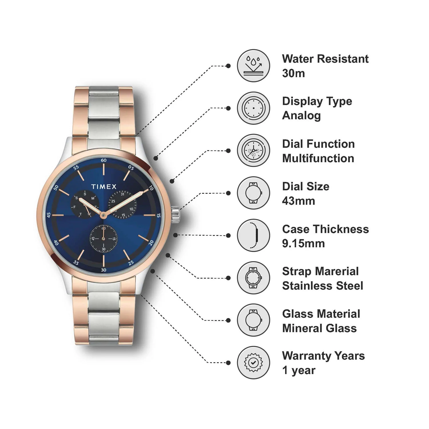 TIMEX Men Blue Round Dial Analog Watch - TWHG03SMU15 - Image 2