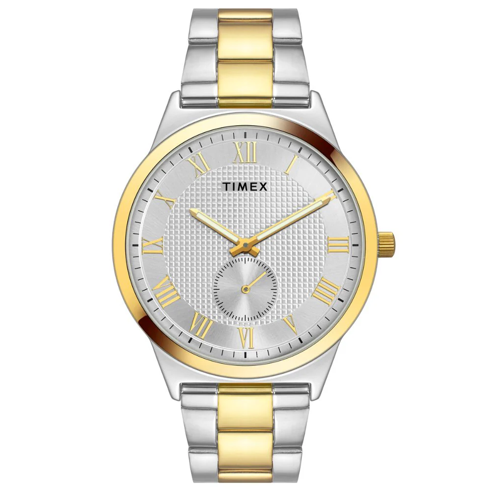 Timex Men Silver Round Analog Brass Dial Watch- TWTG10007