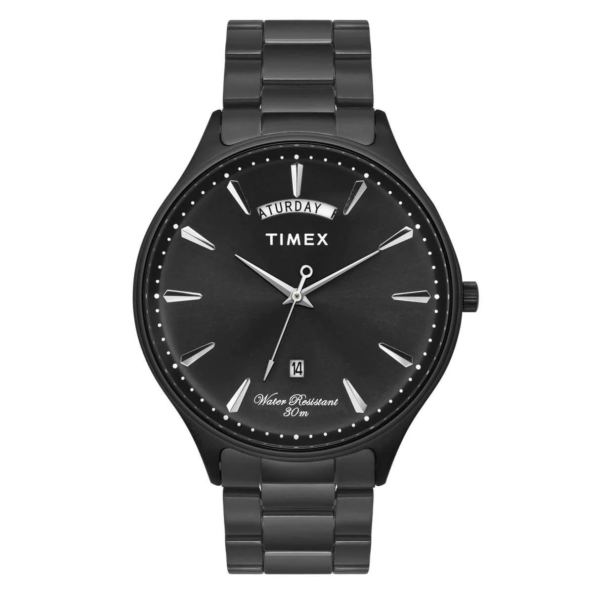 Timex E Class Men's Black Dial Round Case Day Date Function Watch -TWEG16907