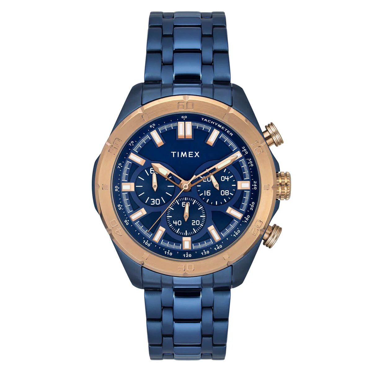 Timex E Class Men's Blue Dial Round Case Chronograph Function Watch -TWEG20300