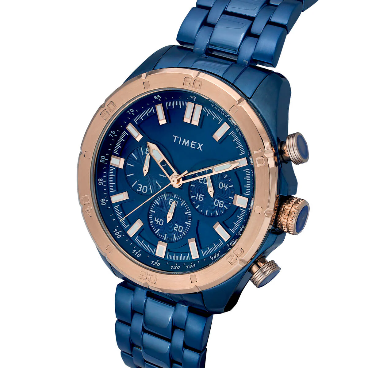 Timex E Class Men's Blue Dial Round Case Chronograph Function Watch -TWEG20300 - Image 2