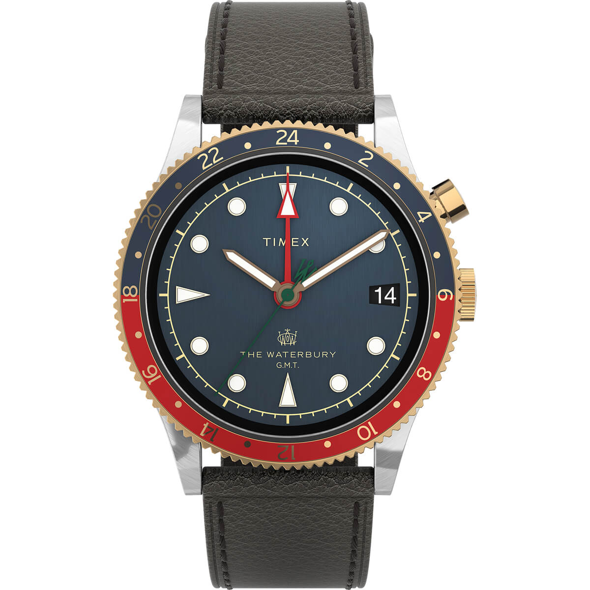 Waterbury Traditional GMT 39mm Leather Strap Watch