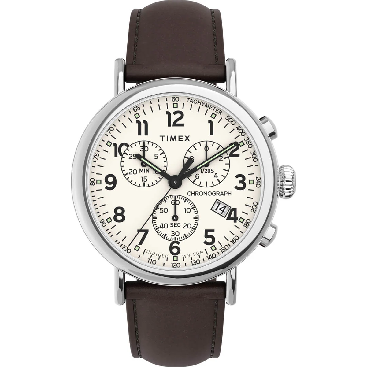 Timex Essential Collection Men's Quartz Analog Silver-Tone Dial Round Case Chronograph Function Watch -TW2V27600