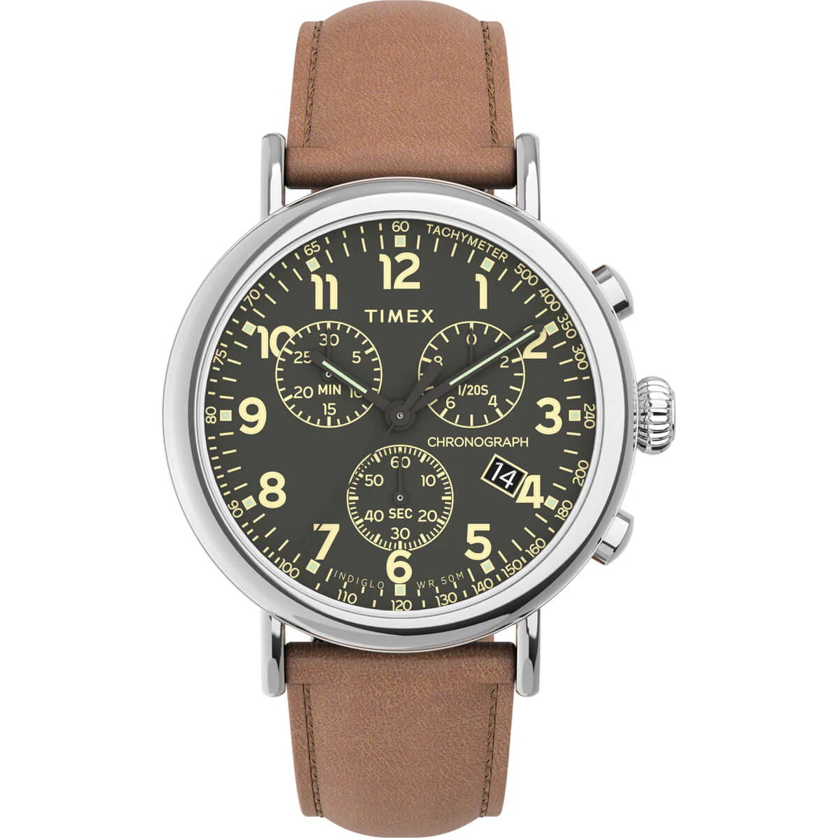 Timex Essential Collection Men's Quartz Analog Silver-Tone Dial Round Case Chronograph Function Watch -TW2V27500