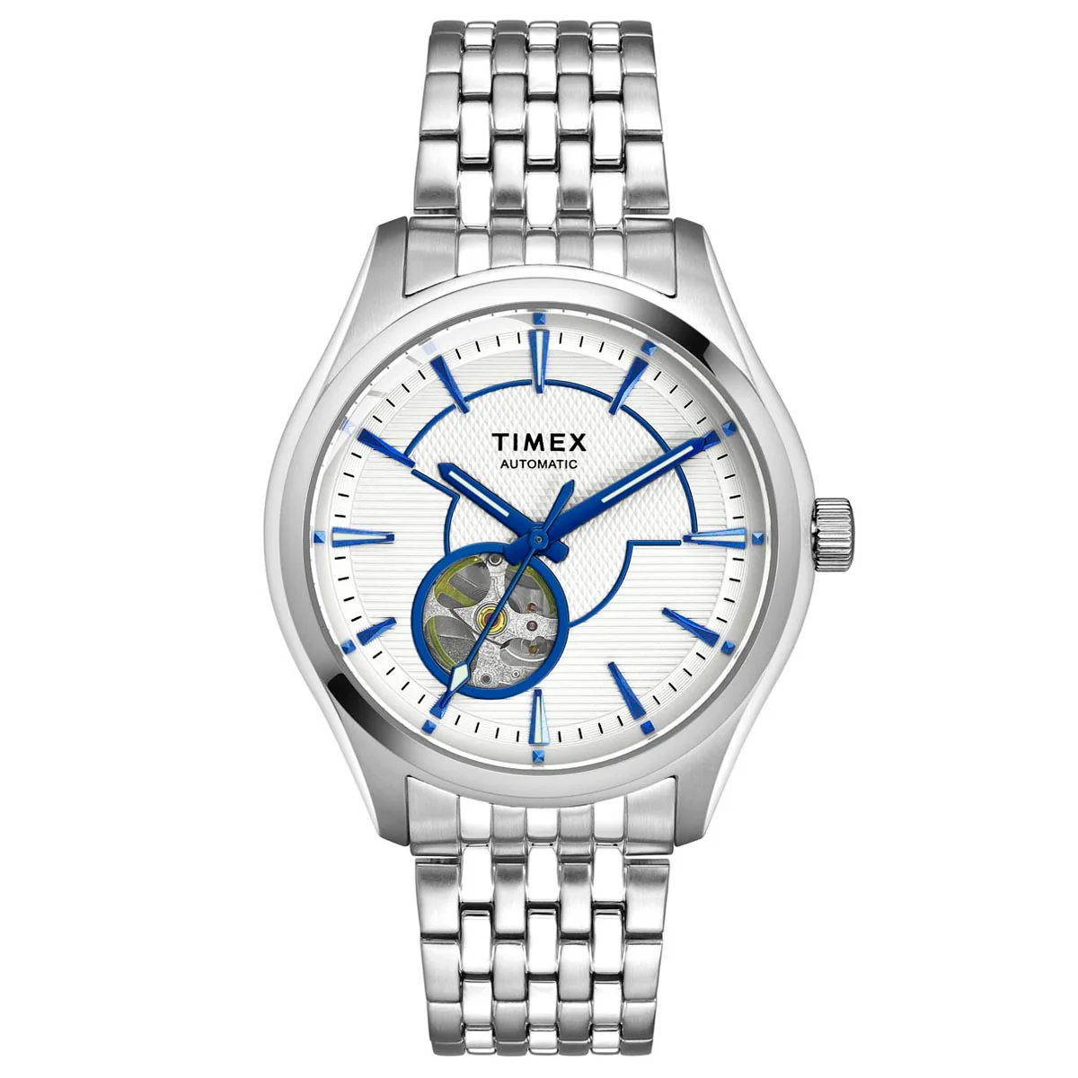 Timex E Class Men's Silver Dial Round Case Automatic Function Watch -TWEG21000