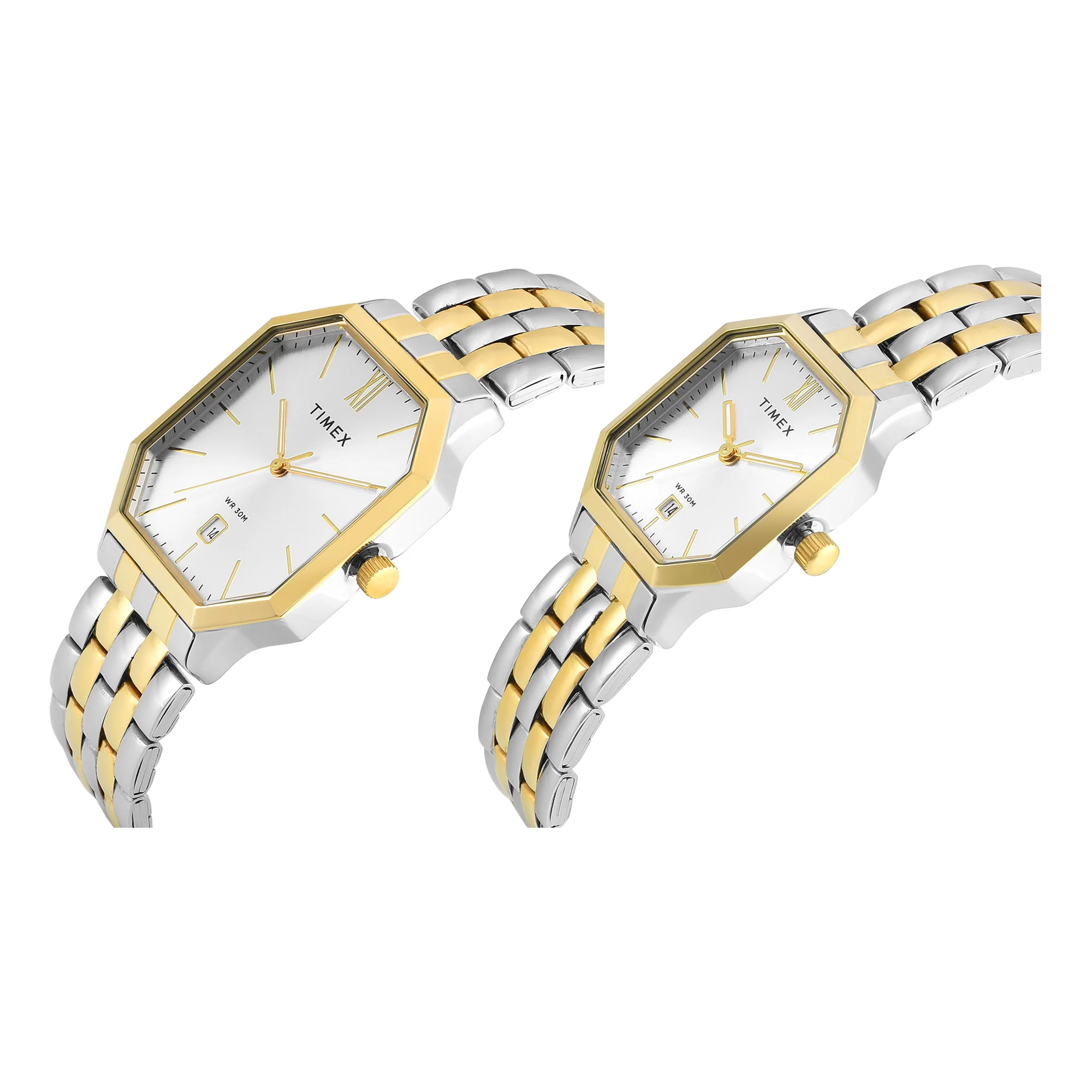 Timex Octagonal 34mm Silver Dial Analog Pair Watch - TW00PR354 - Image 3