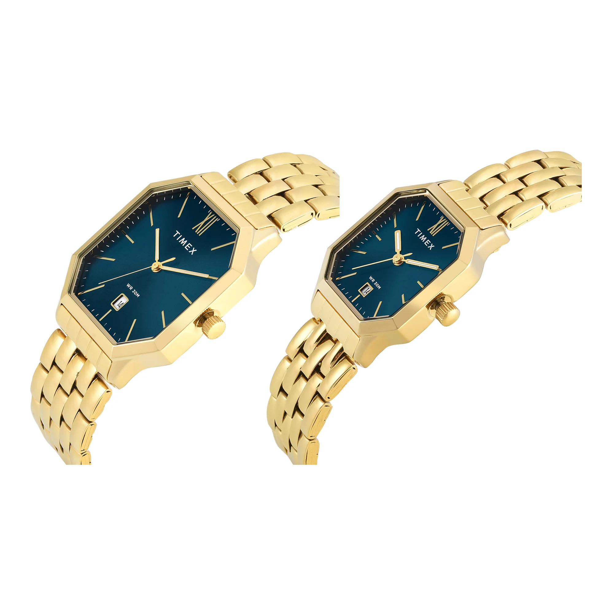 Timex Octagonal 34mm Teal Dial Analog Pair Watch - TW00PR356 - Image 2