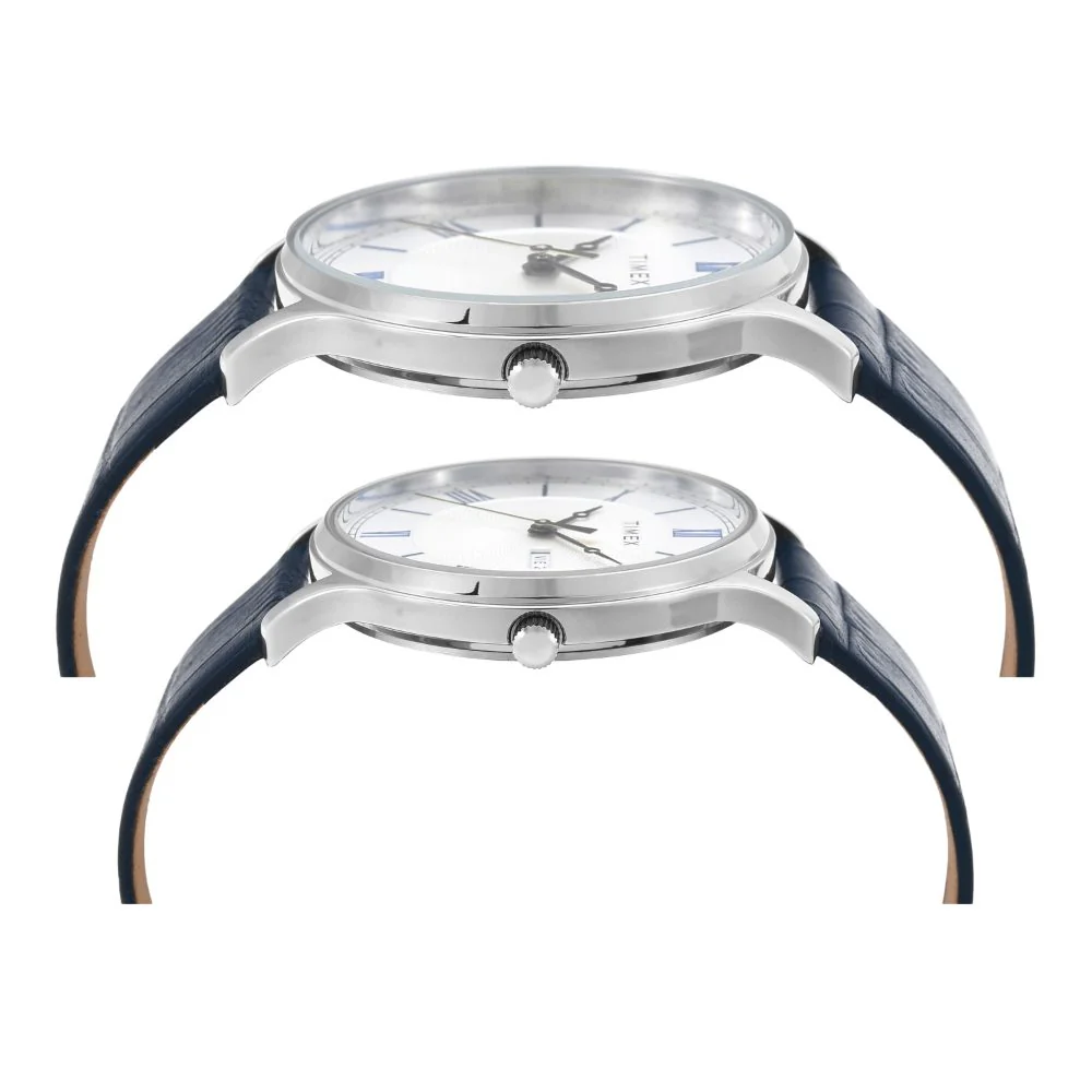 Timex Pairs Silver Round Analog Brass Dial Watch- TW00PR298 - Image 4