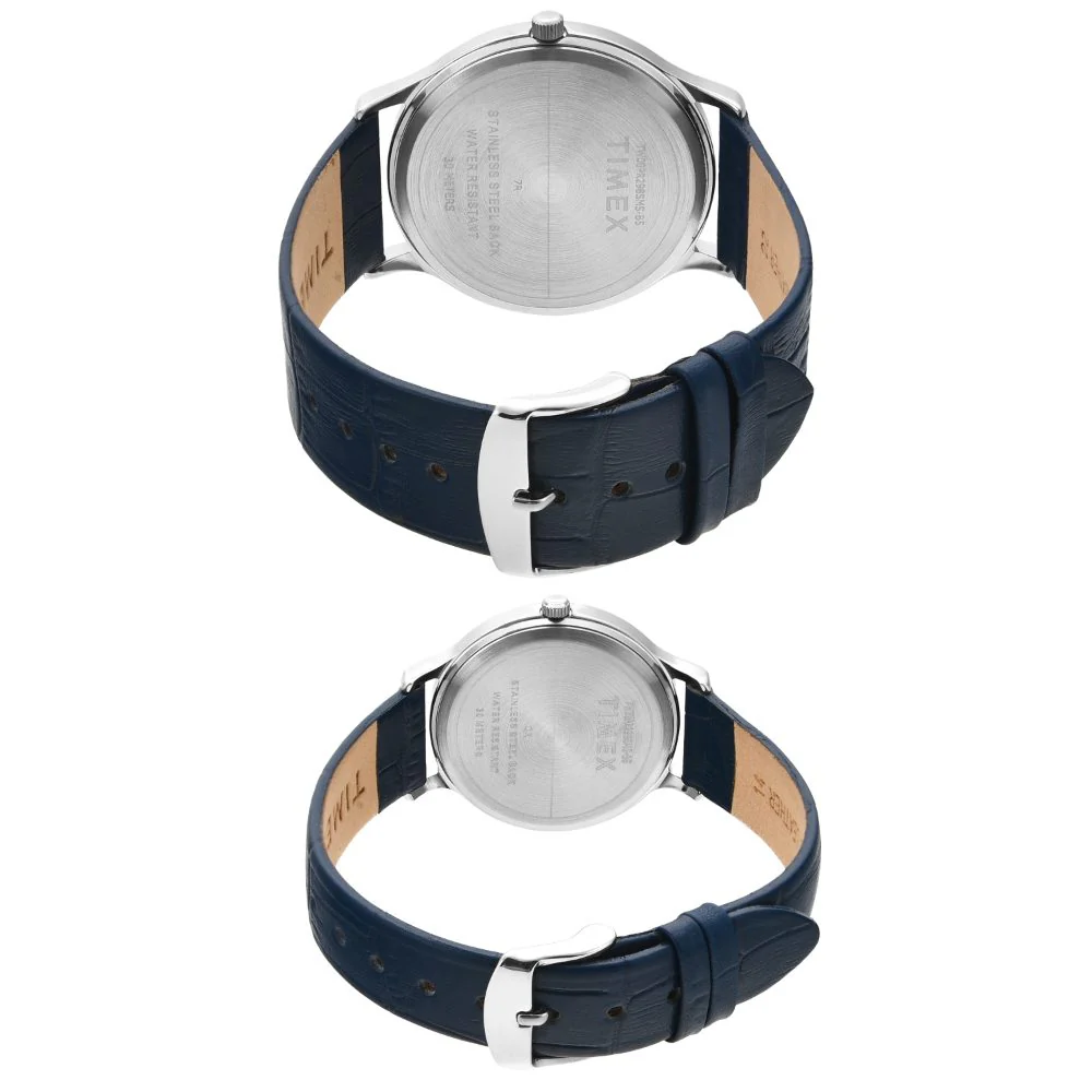 Timex Pairs Silver Round Analog Brass Dial Watch- TW00PR298 - Image 5