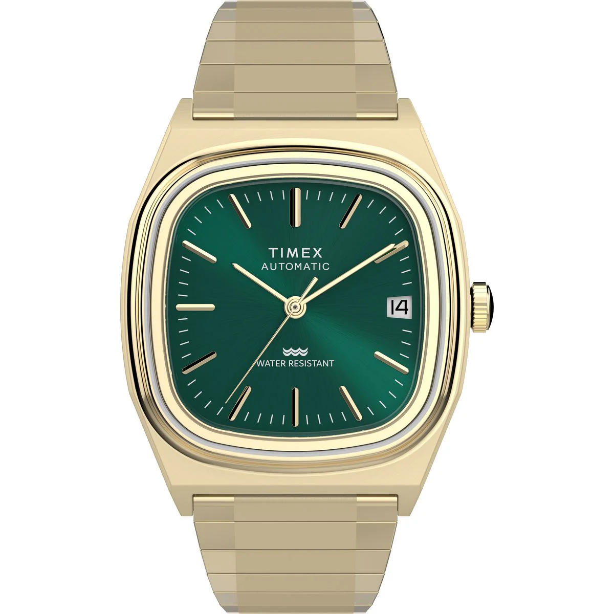 Timex Rectangle 34mm Green Dial Mechanical Automatic Men Watch - TW2Y67700IK