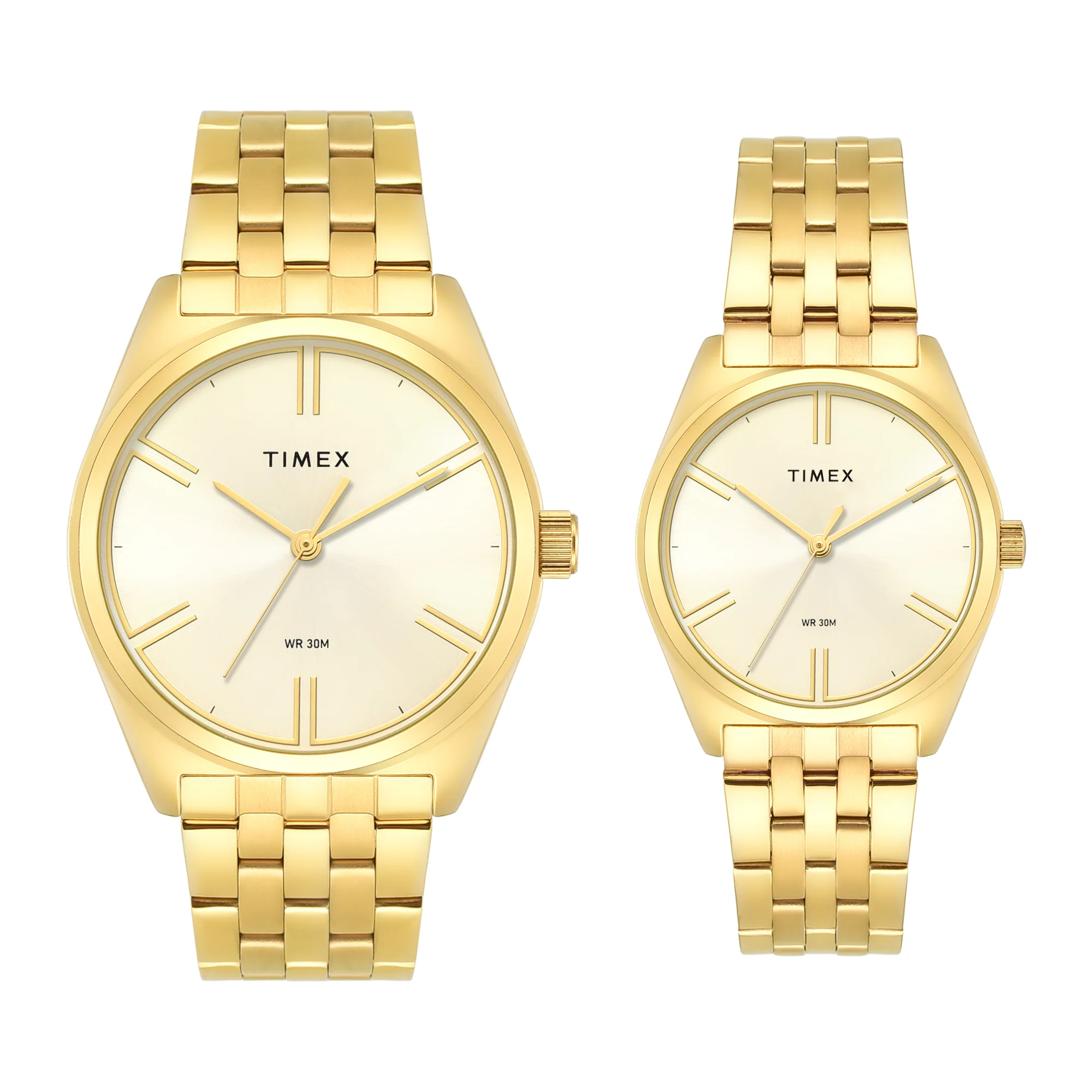 Timex Round 42mm Champagne Dial Analog Pair Watch - TW00PR362