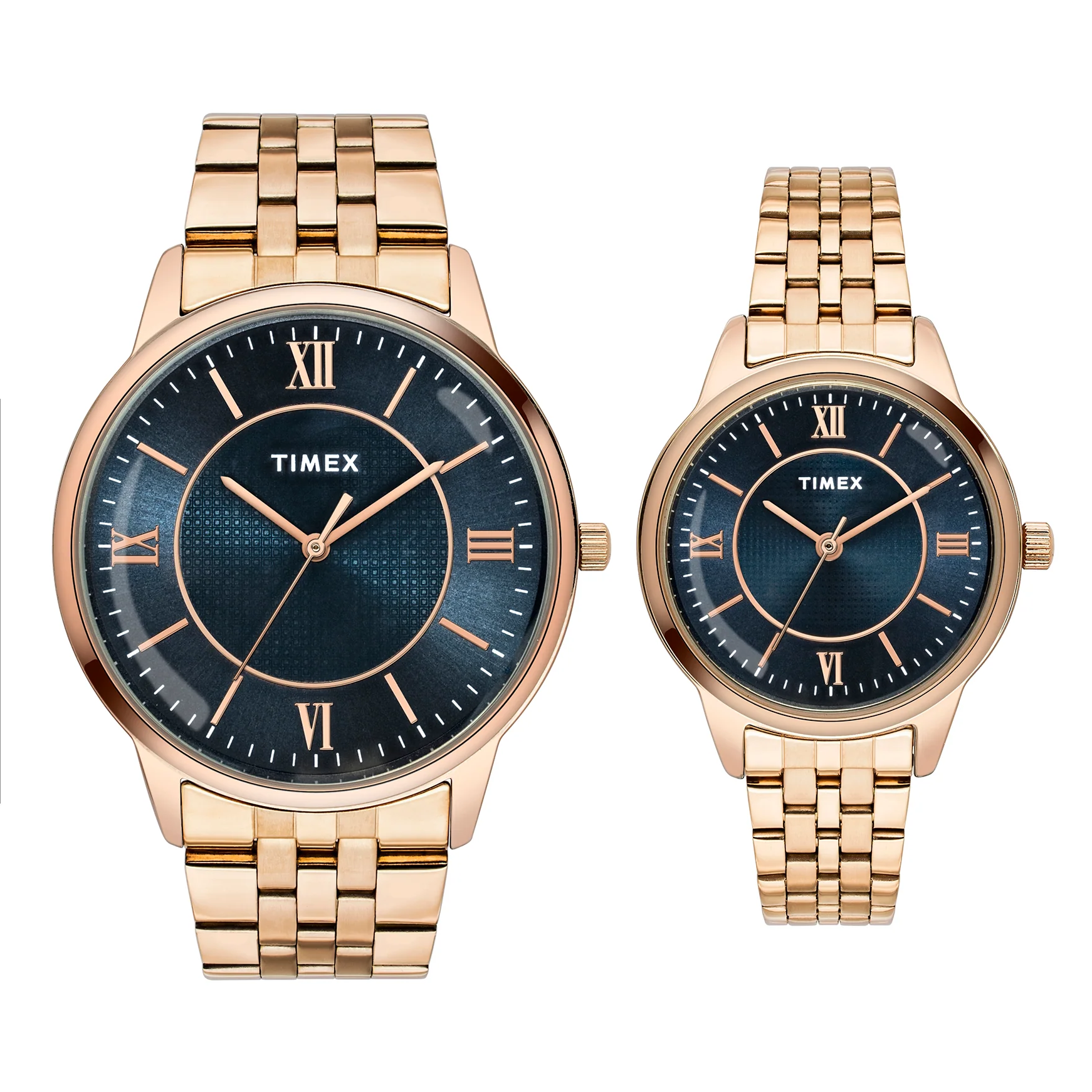 TIMEX Round Blue Dial Analog Pair's Watch - TW00PR332
