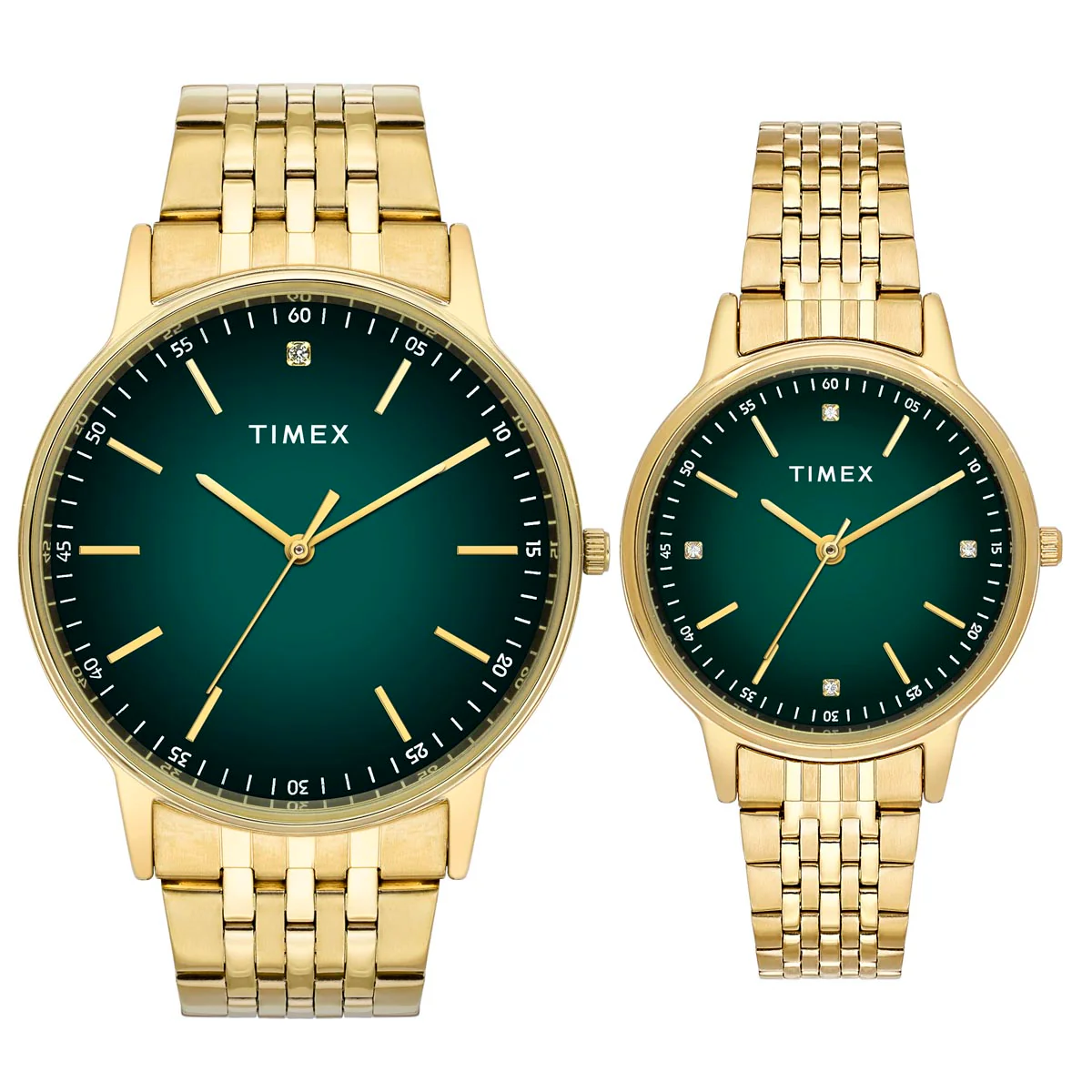 TIMEX Round Green Dial Analog Pair's Watch - TW00PR327