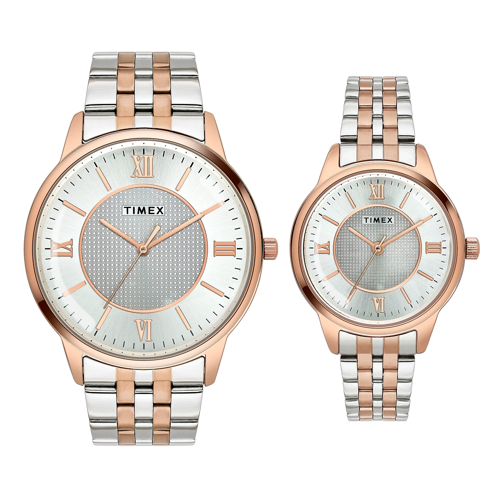 TIMEX Round Silver Dial Analog Pair's Watch - TW00PR334