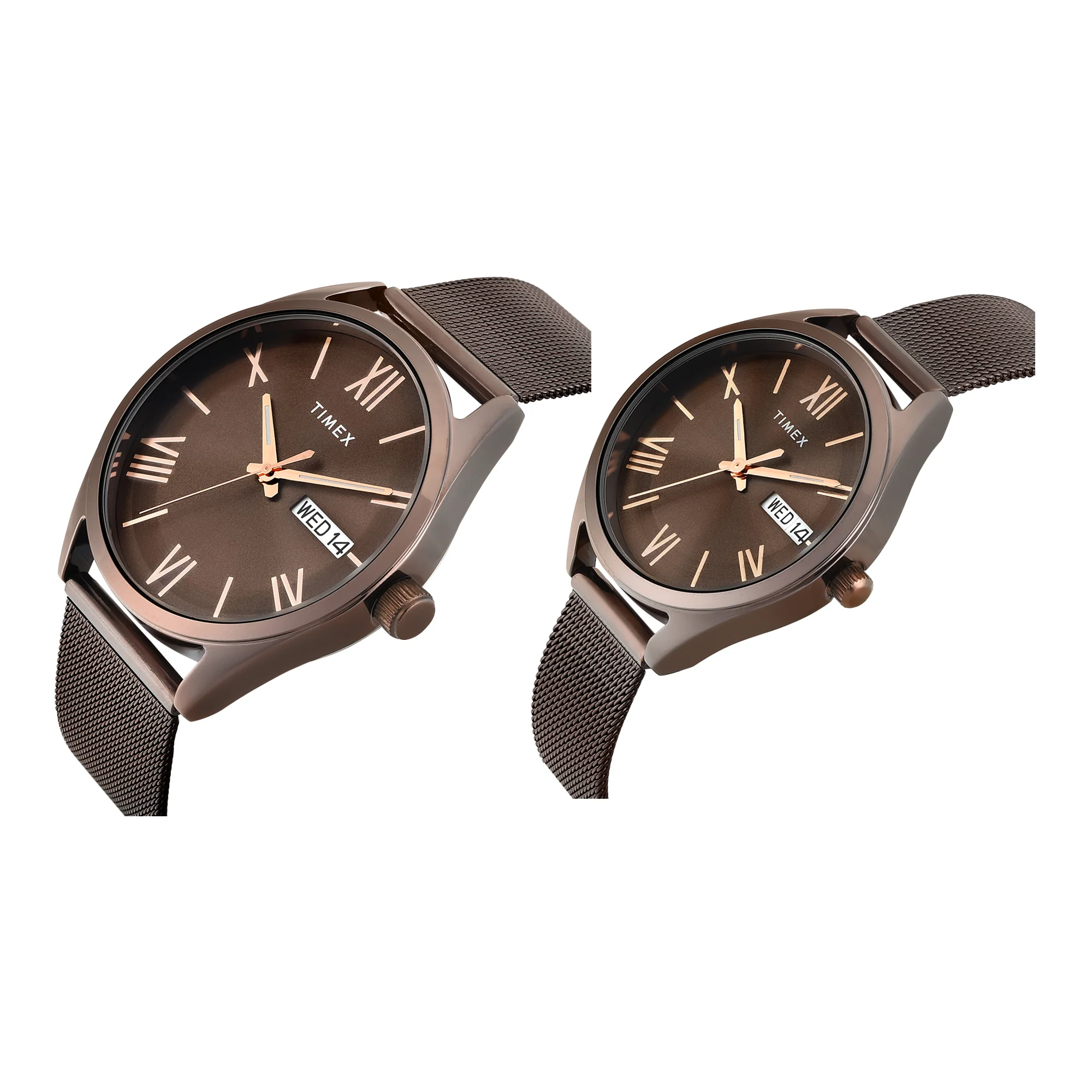 Timex Trendline Round 42mm Brown Dial Analog Pair Watch - TW00PR353 - Image 2