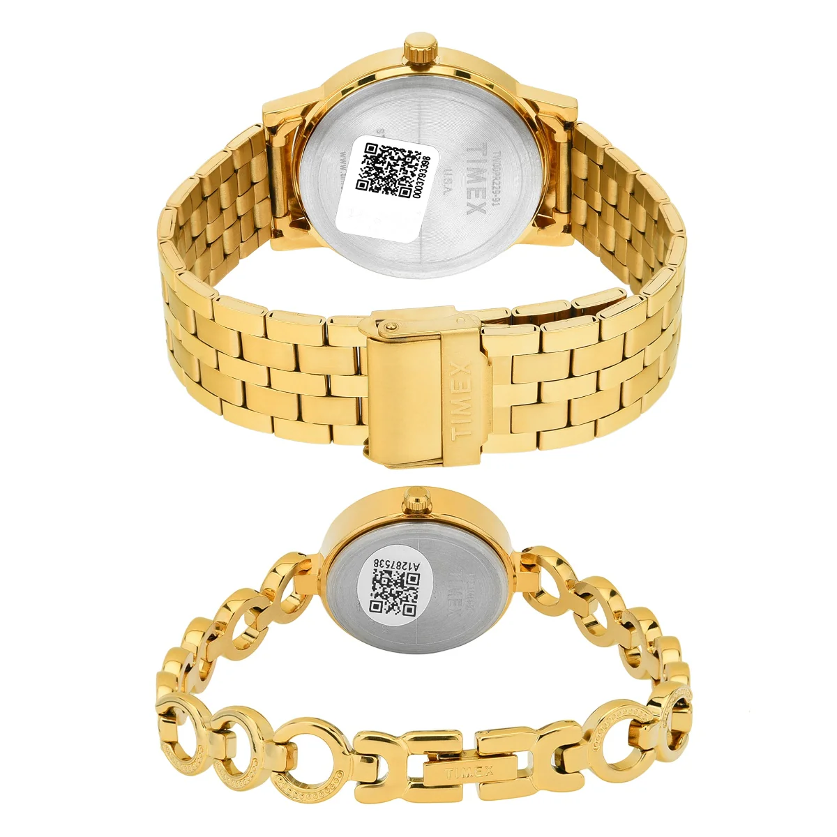 Timex Unisex Pairs Analog Champagne Round Stainless Steel Dial Watch- TW00PR229 - Image 3