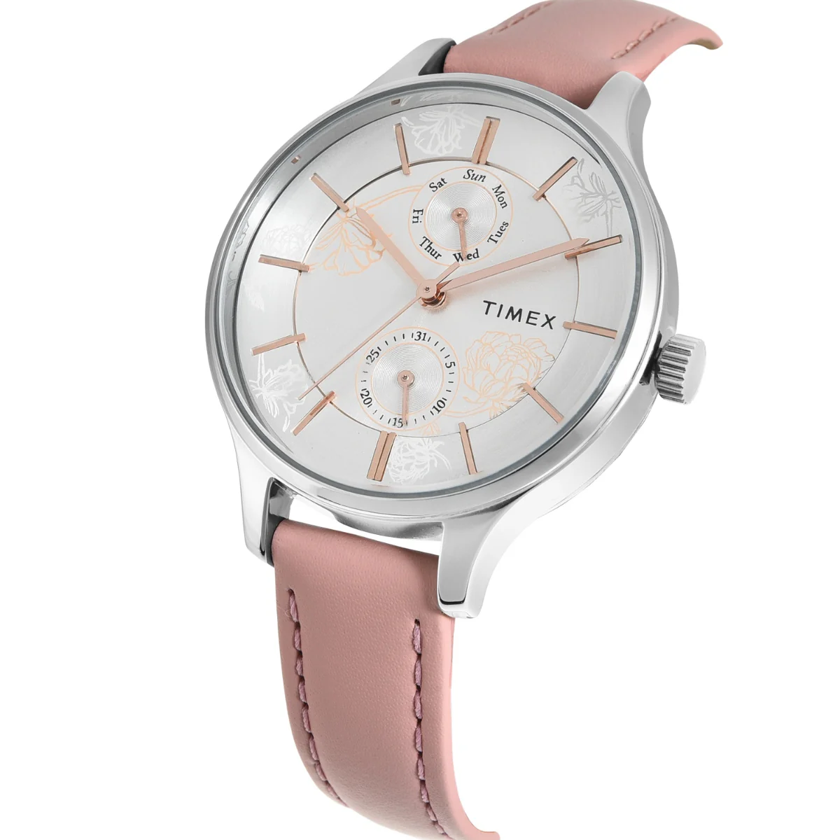 Timex Women Multifunction Silver Round Brass Dial Watch- TWEL14822 - Image 2