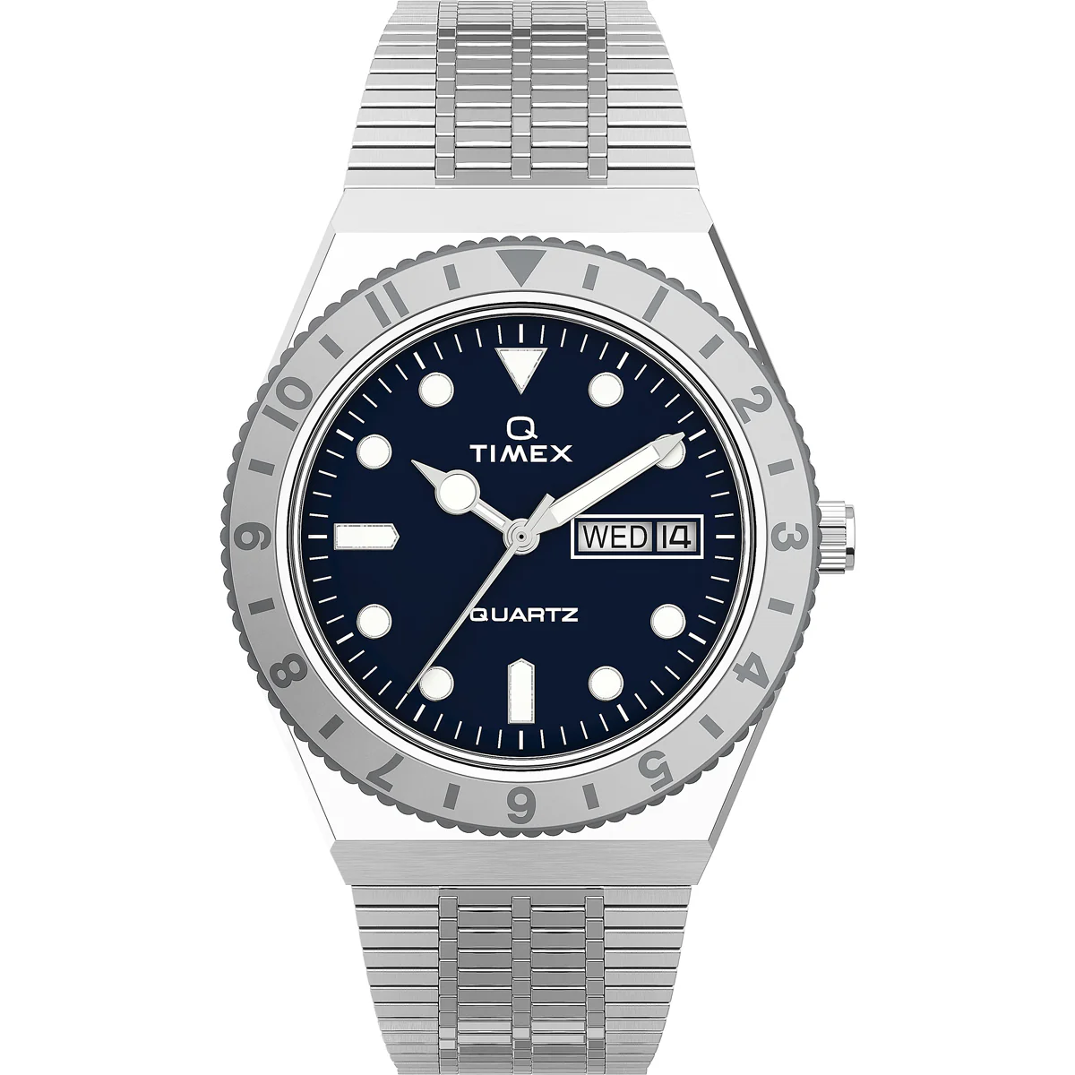 Q Timex 3 Hands Women's Analog Blue Dial Coloured Quartz Watch, Round Dial with 36 mm Case width - TW2U95500UJ