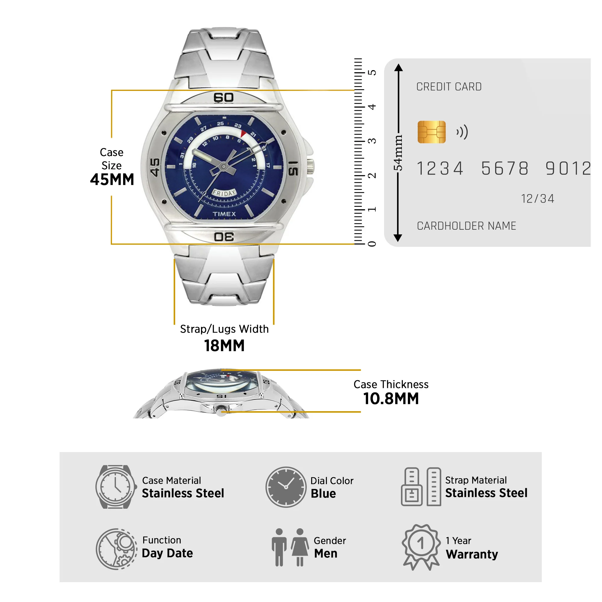 Timex Fashion Men's Quartz Analog Blue Dial Round Case Day Date Function Watch -TW000EL08 - Image 8