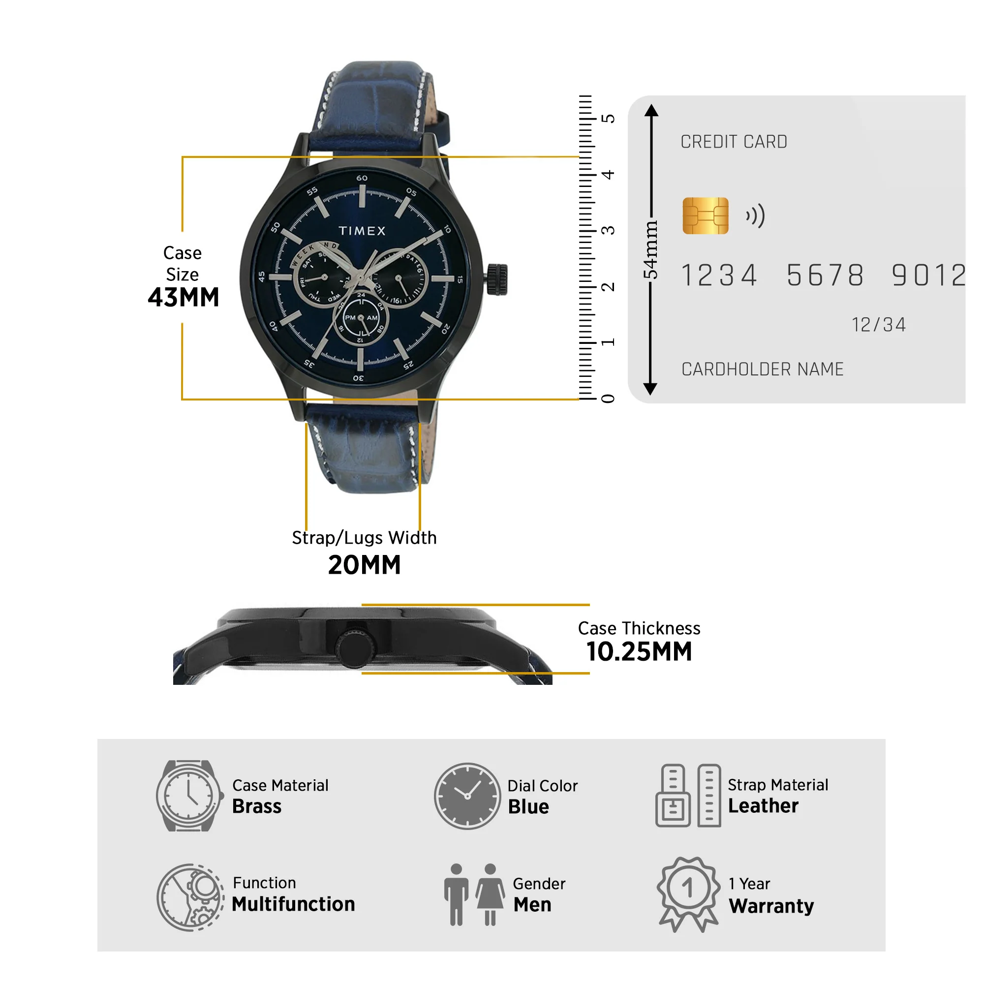 Timex Fashion Men's Blue Dial Round Case Multifunction Function Watch -TW000T312 - Image 7