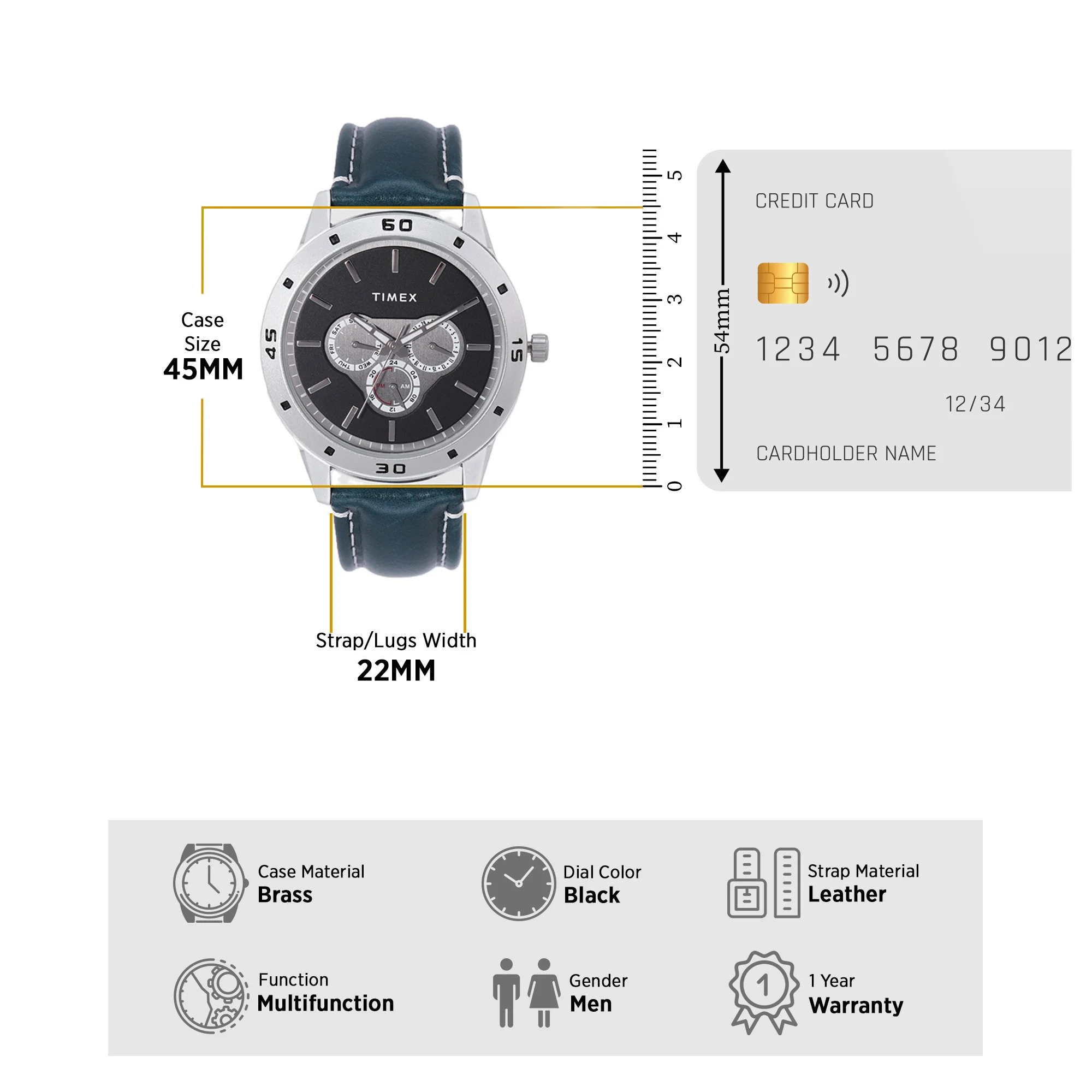 Timex Fashion Men's Mechanical Automatic Wind Black Dial Round Case Multifunction Function Watch -TW000U912 - Image 7