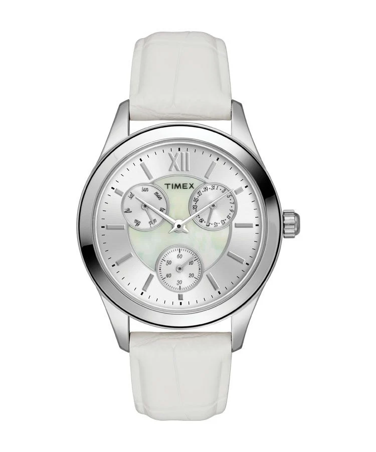 Timex Fashion Women's Digital Mother of Pearl Dial Round Case Multifunction Function Watch -TW000W209