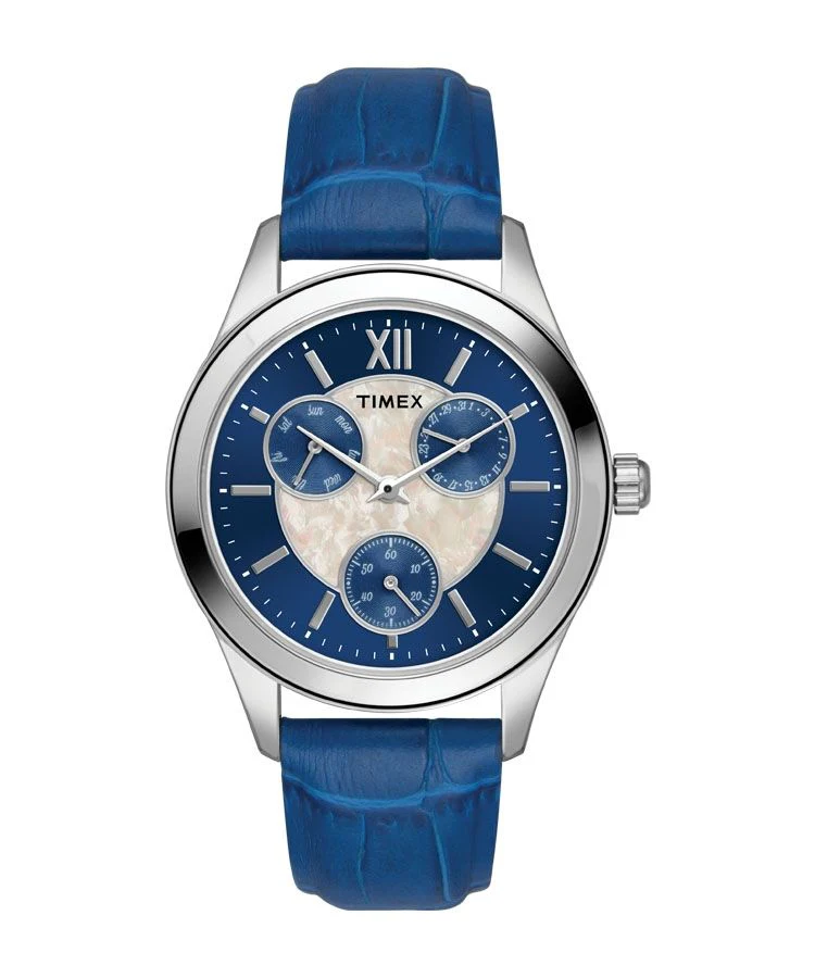 Timex Fashion Women's Digital Mother of Pearl Dial Round Case Multifunction Function Watch -TW000W210